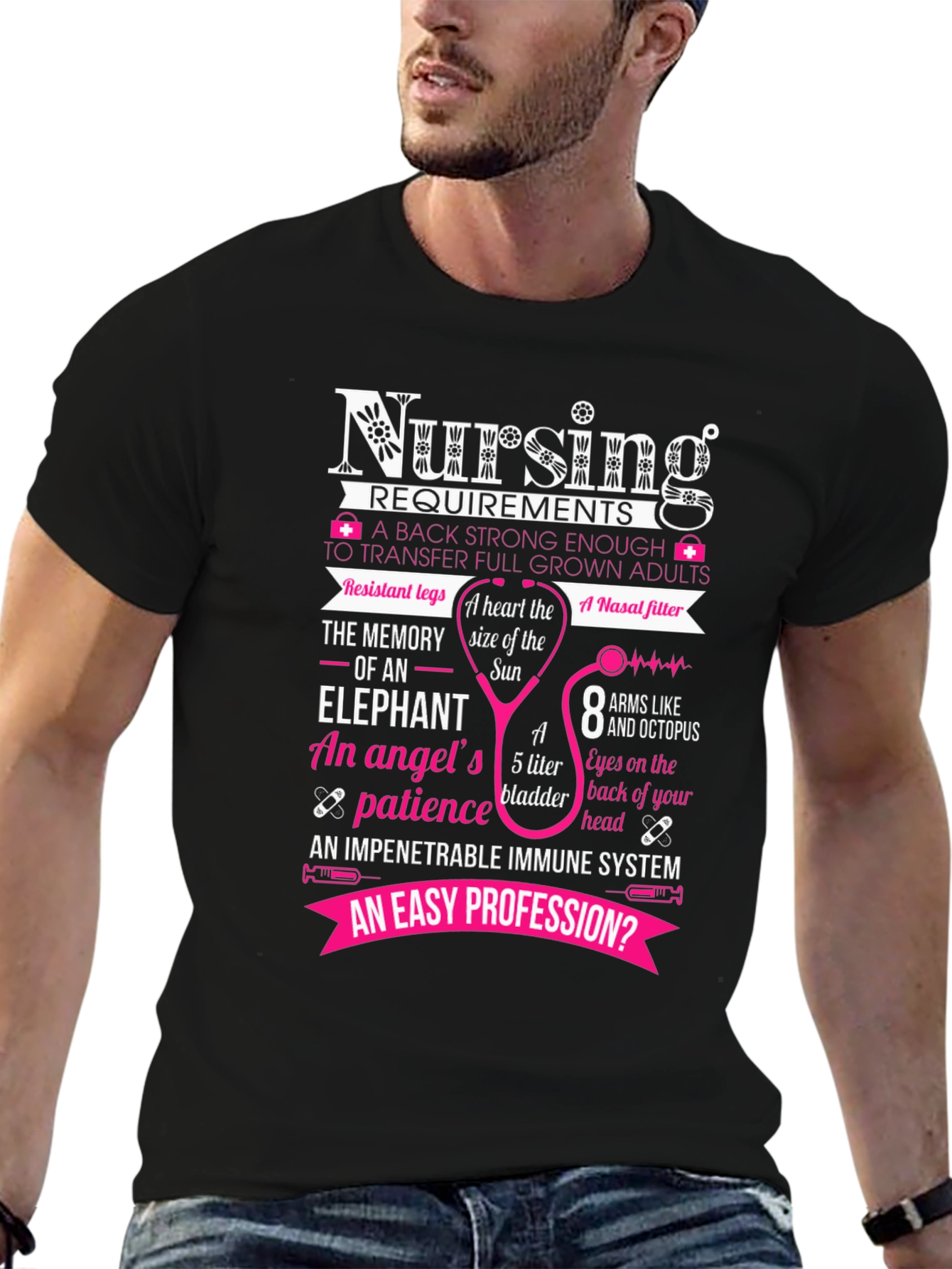 Black Nursing Requirements Black T-Shirt view 6