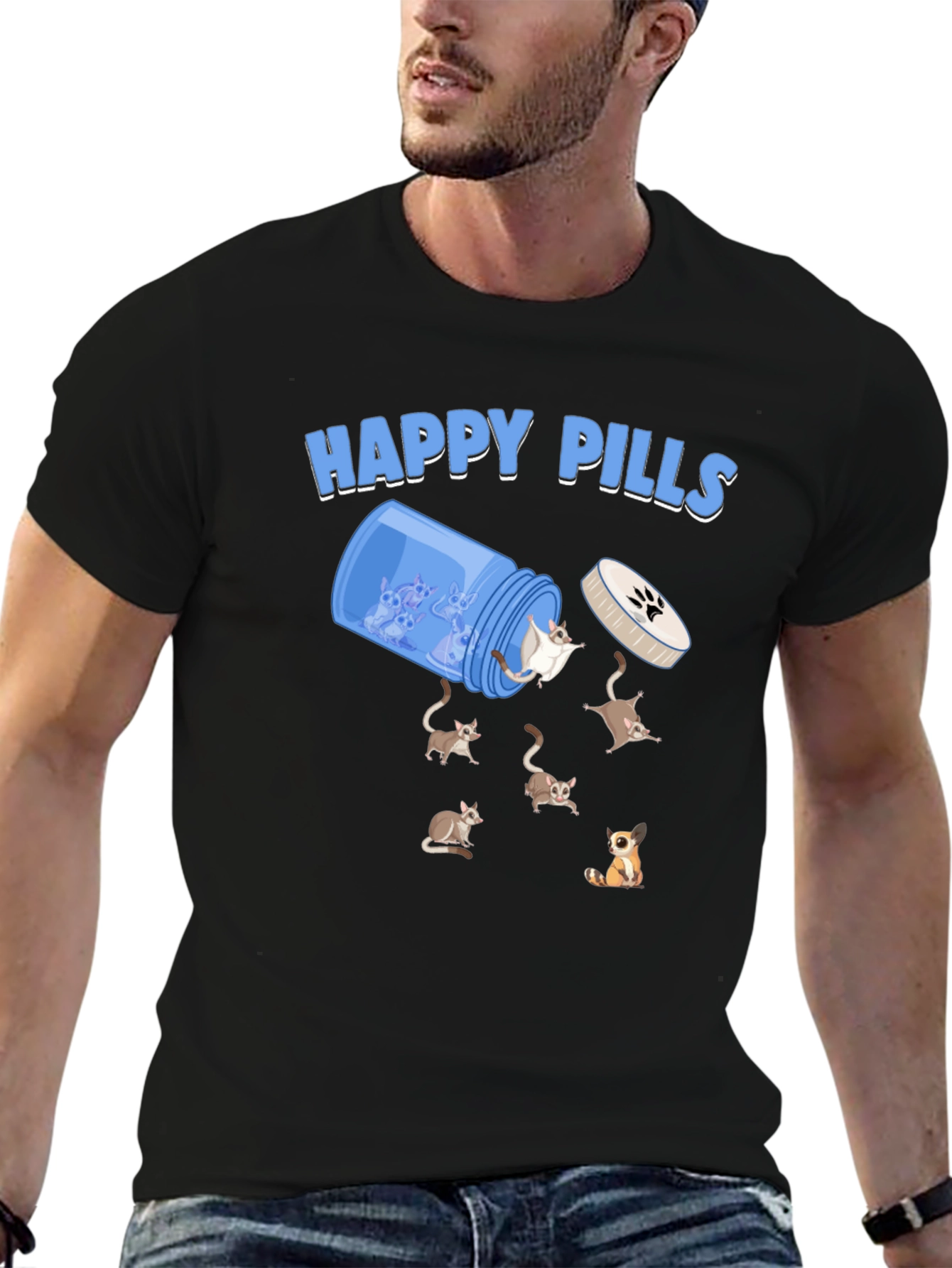 Black Happy Pills Sugar Glider Graphic Tee view 6