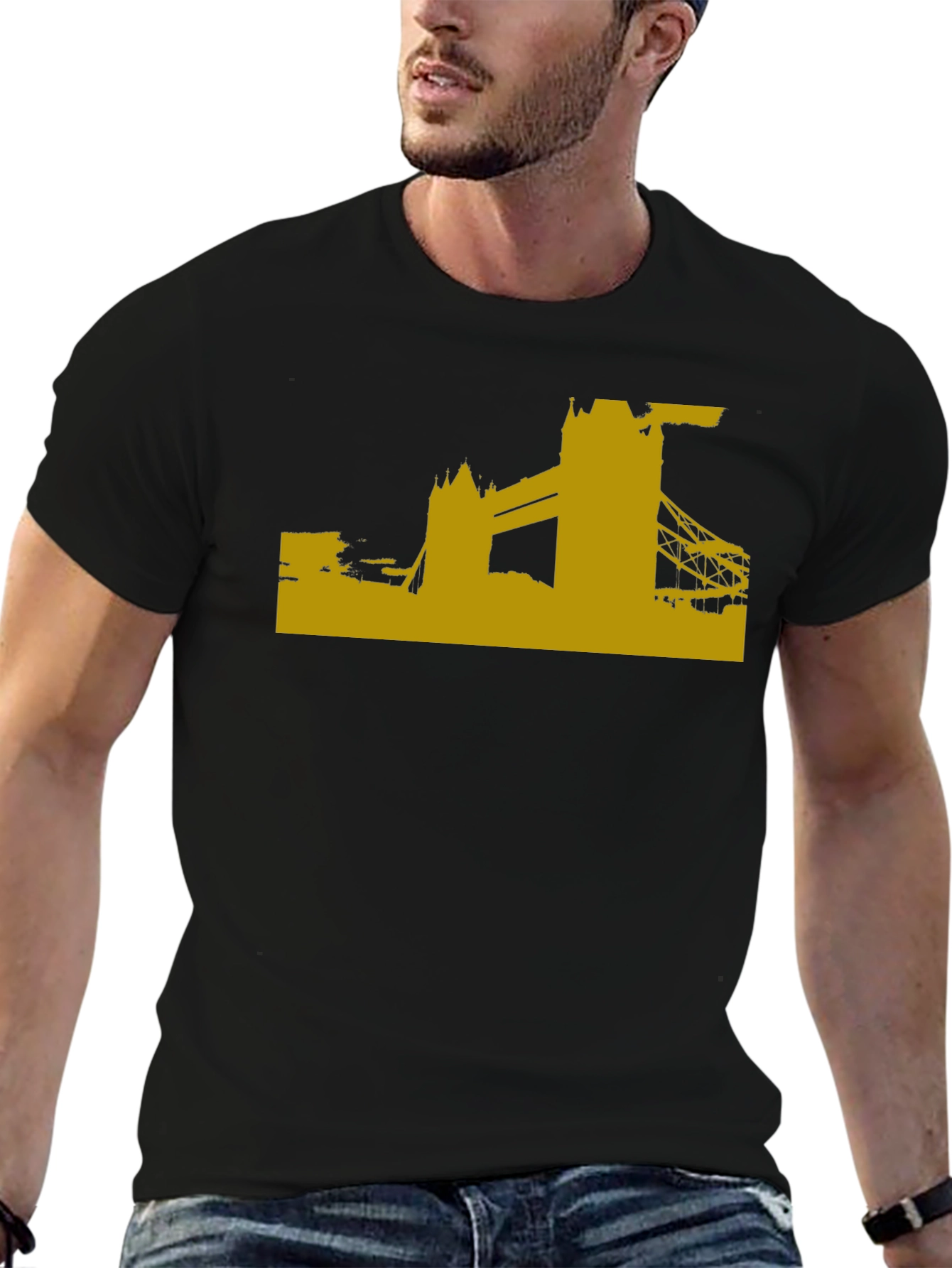 Black London Skyline Graphic Tee - Black view 6