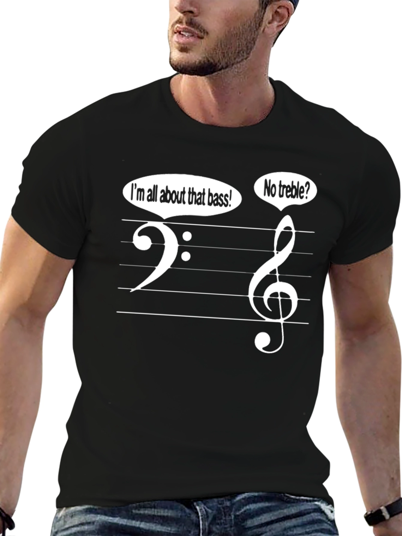 Black Music Humor T-Shirt - All About That Bass No Treble view 6