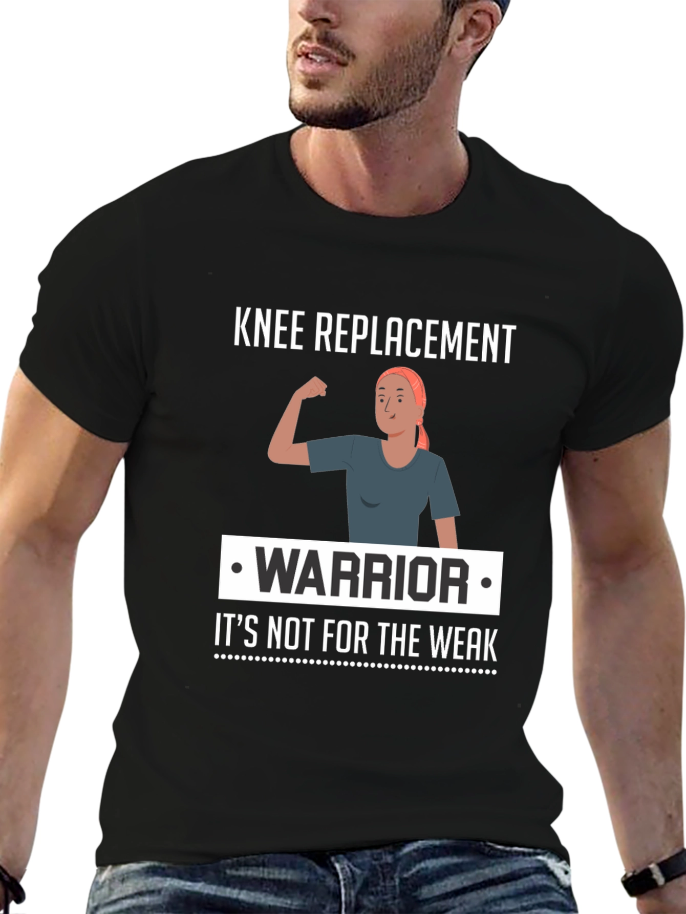 Black Knee Replacement Warrior T-Shirt - It's Not for The Weak view 6
