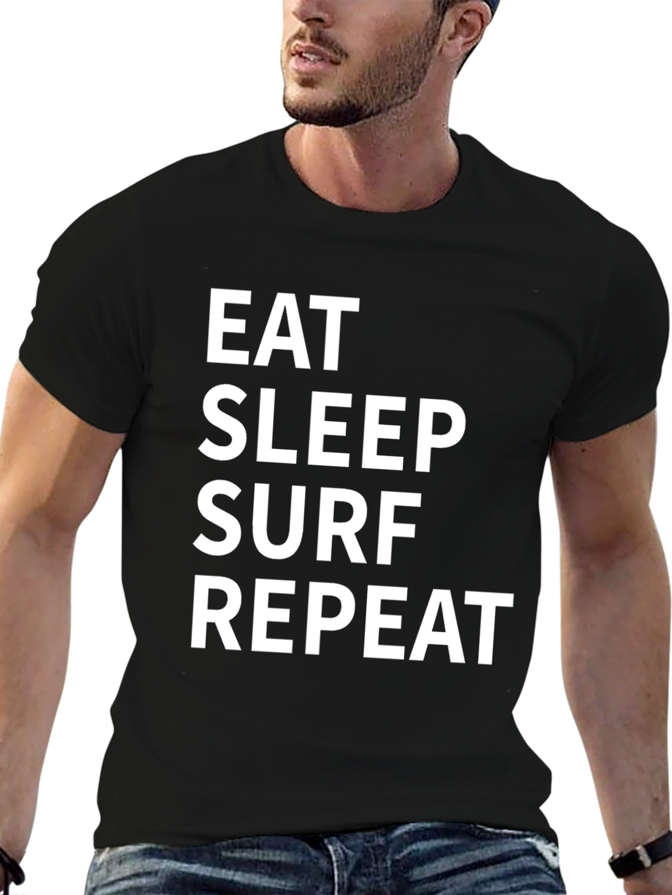 Black Eat Sleep Surf Repeat T-Shirt view 6