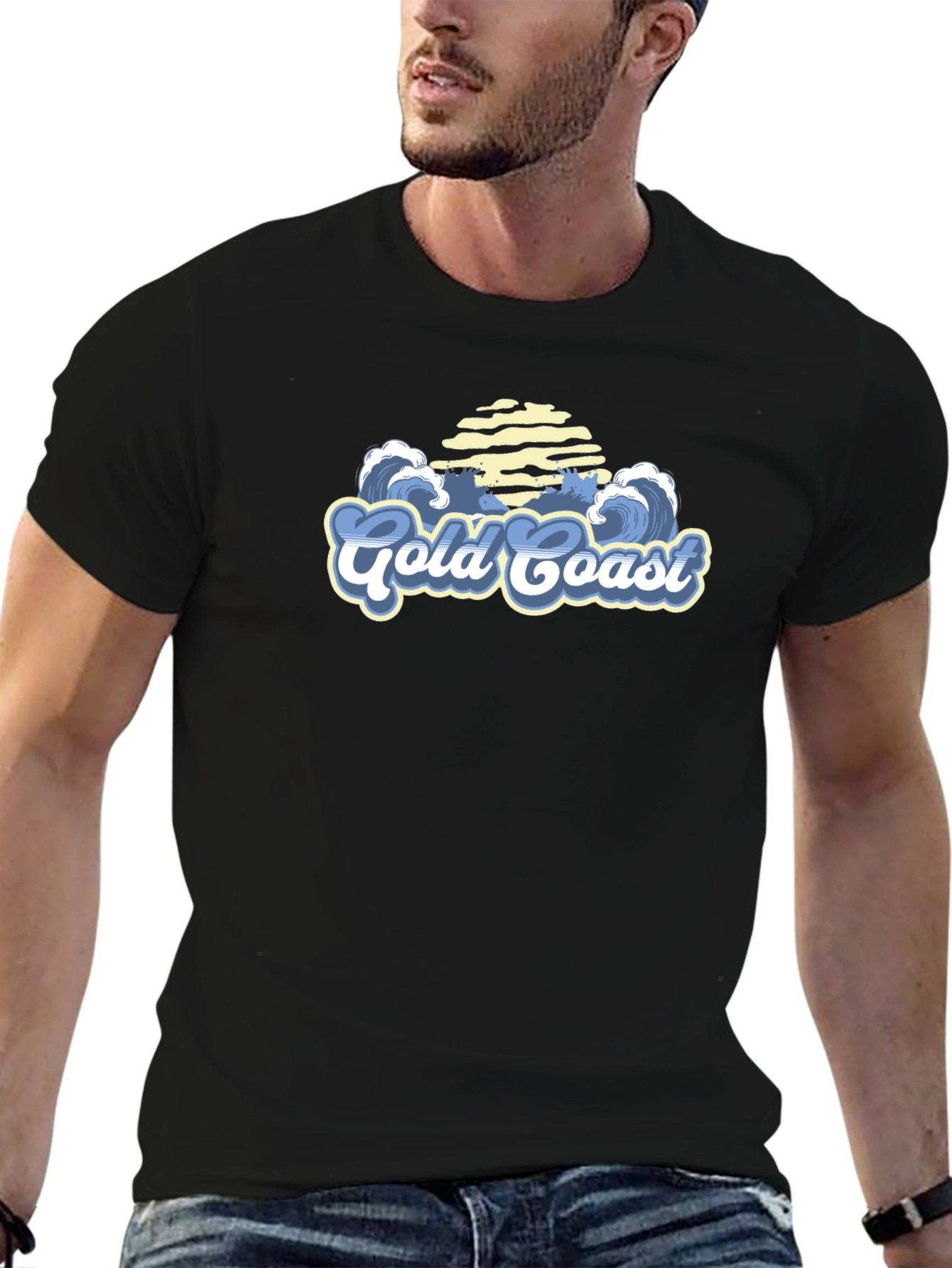 Black Gold Coast Graphic T-Shirt - Summer Vibe view 6