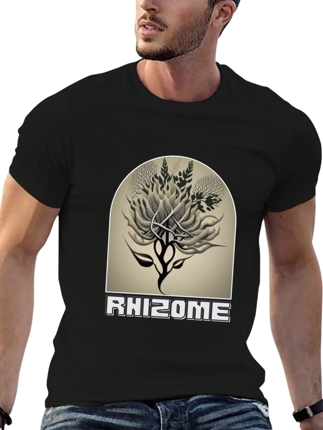 Black Rhizome Graphic Tee - Unique Nature Design view 6