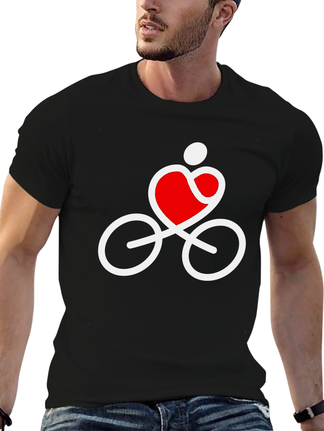 Black Heart Cycling Graphic Tee - Soft Cotton Blend view 6
