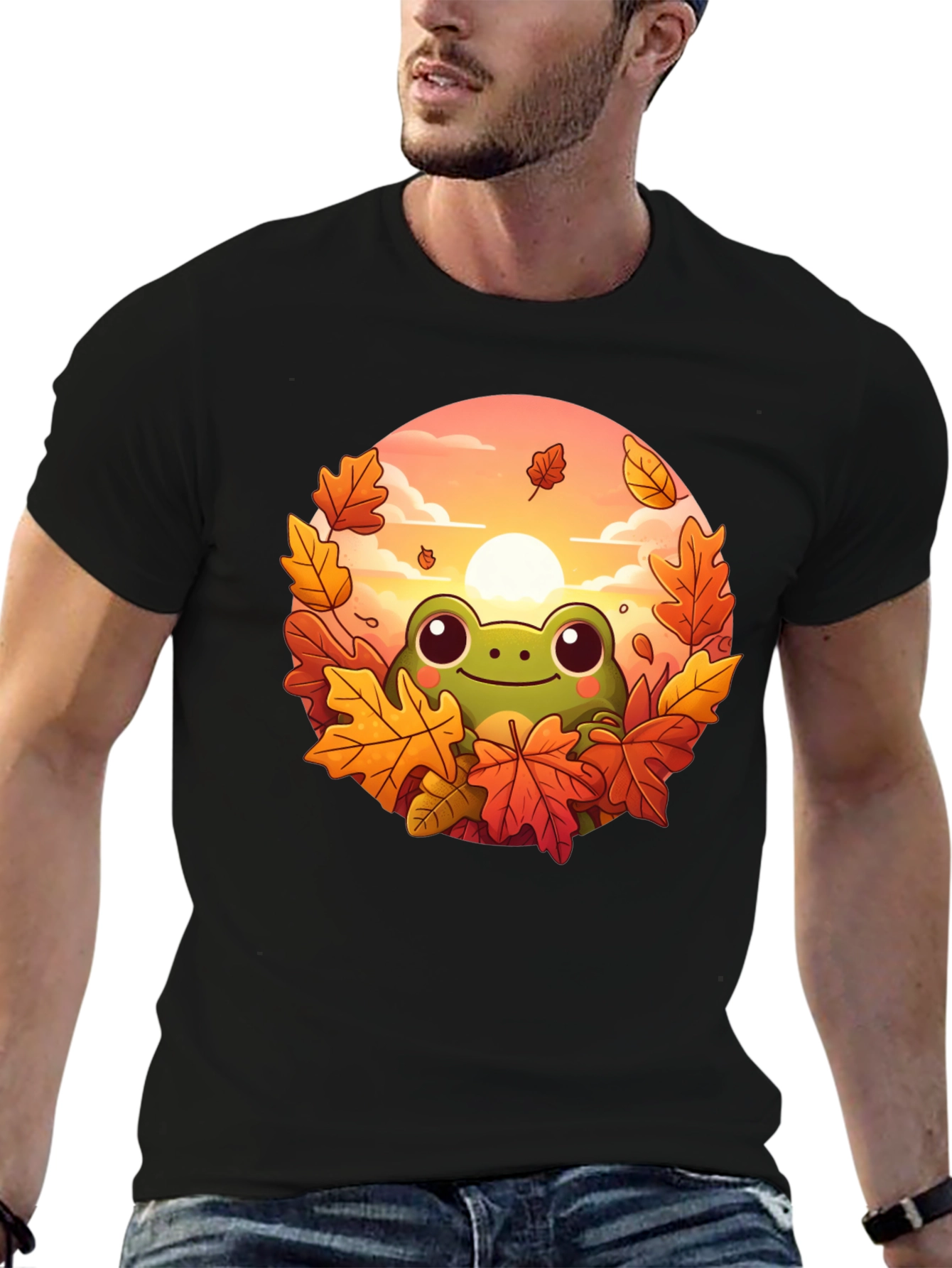 Black Fall Frog Graphic Tee - Autumn Vibes view 6