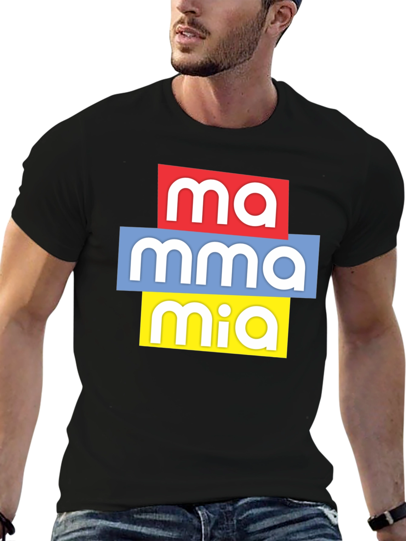 Black Mamma Mia Graphic Tee - Black Casual T-Shirt view 6