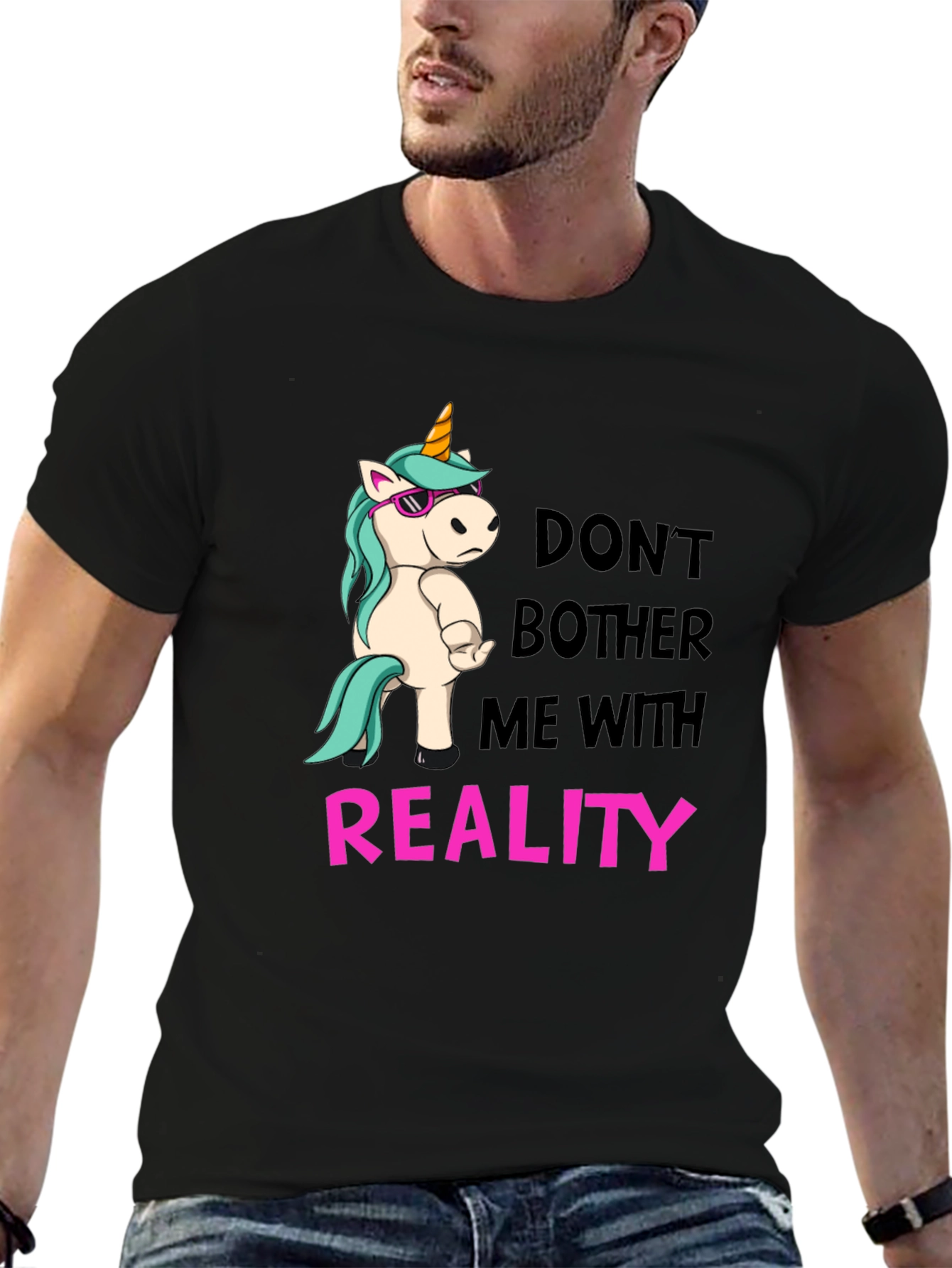 Black Don't Bother Me With Reality T-Shirt view 6