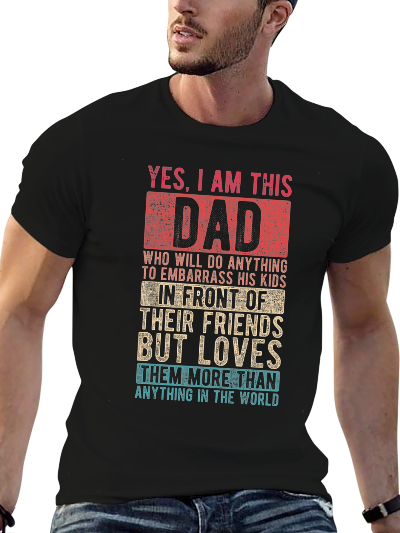 Black Funny Dad T-Shirt - Embarrassing Dad view 6