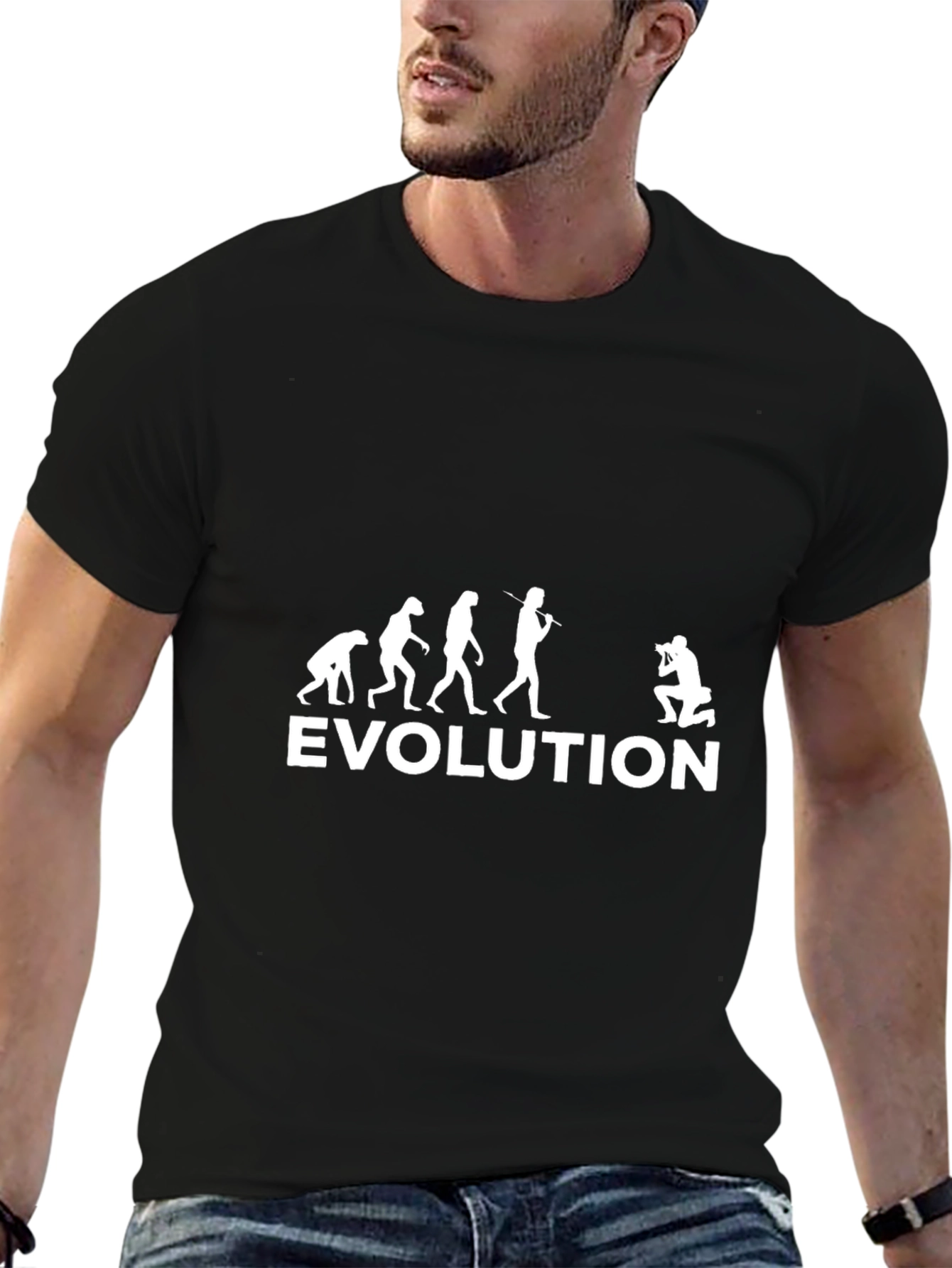 Black Evolution Photographer Graphic T-Shirt view 6