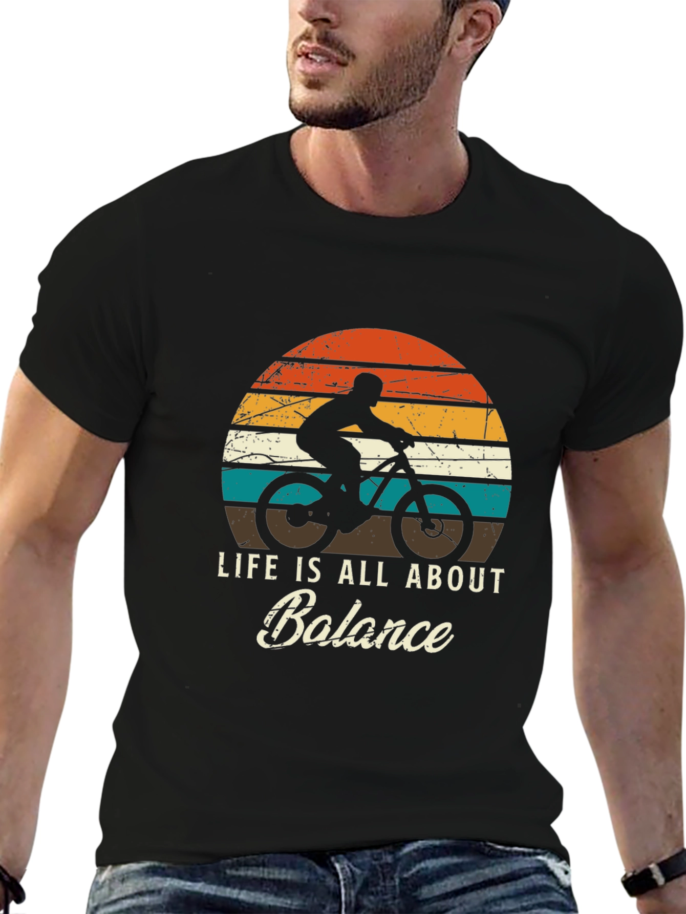 Black Life is All About Balance T-Shirt - Mountain Bike Design view 6