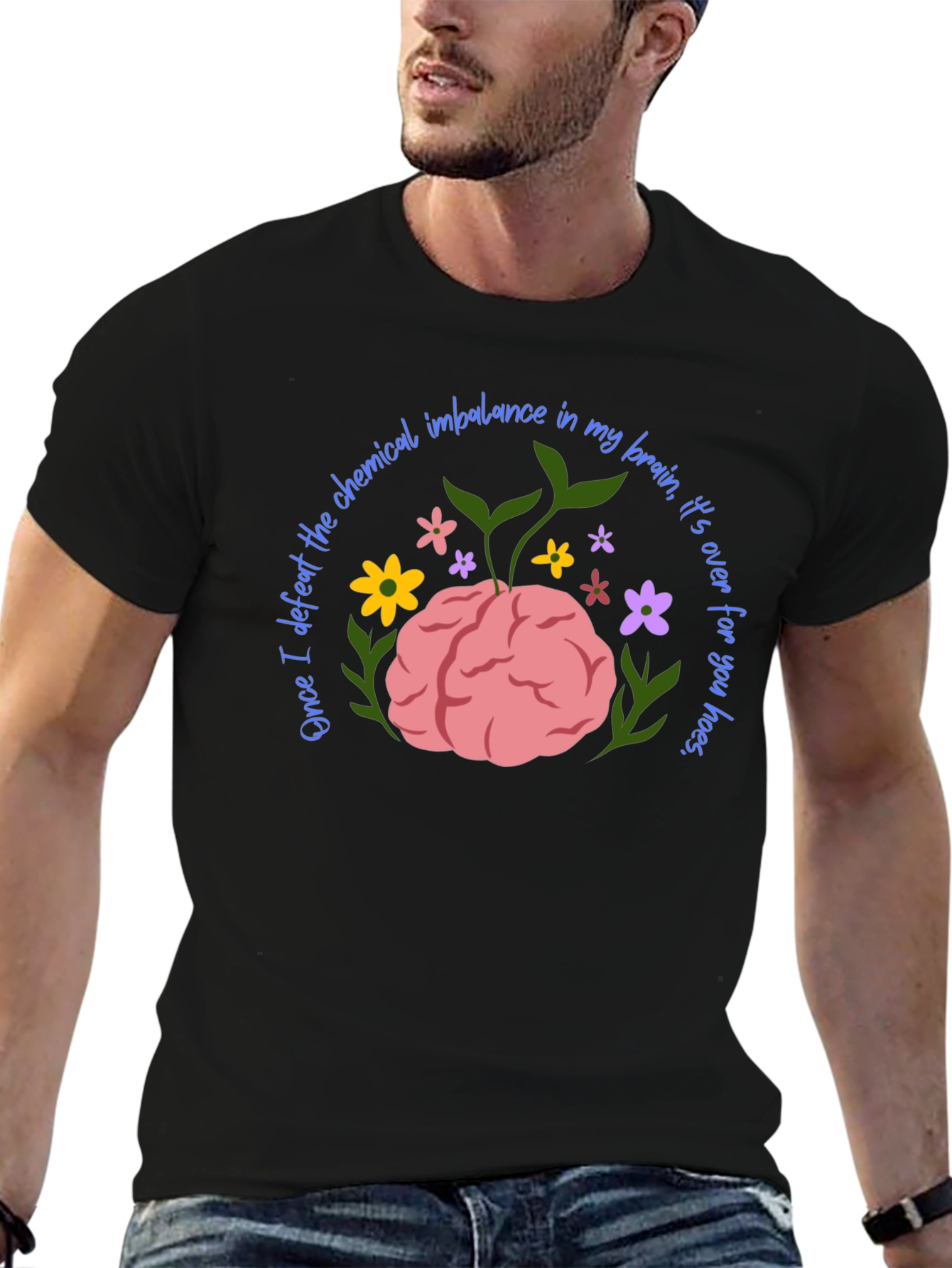 Black Chemical Imbalance Brain T-Shirt view 6