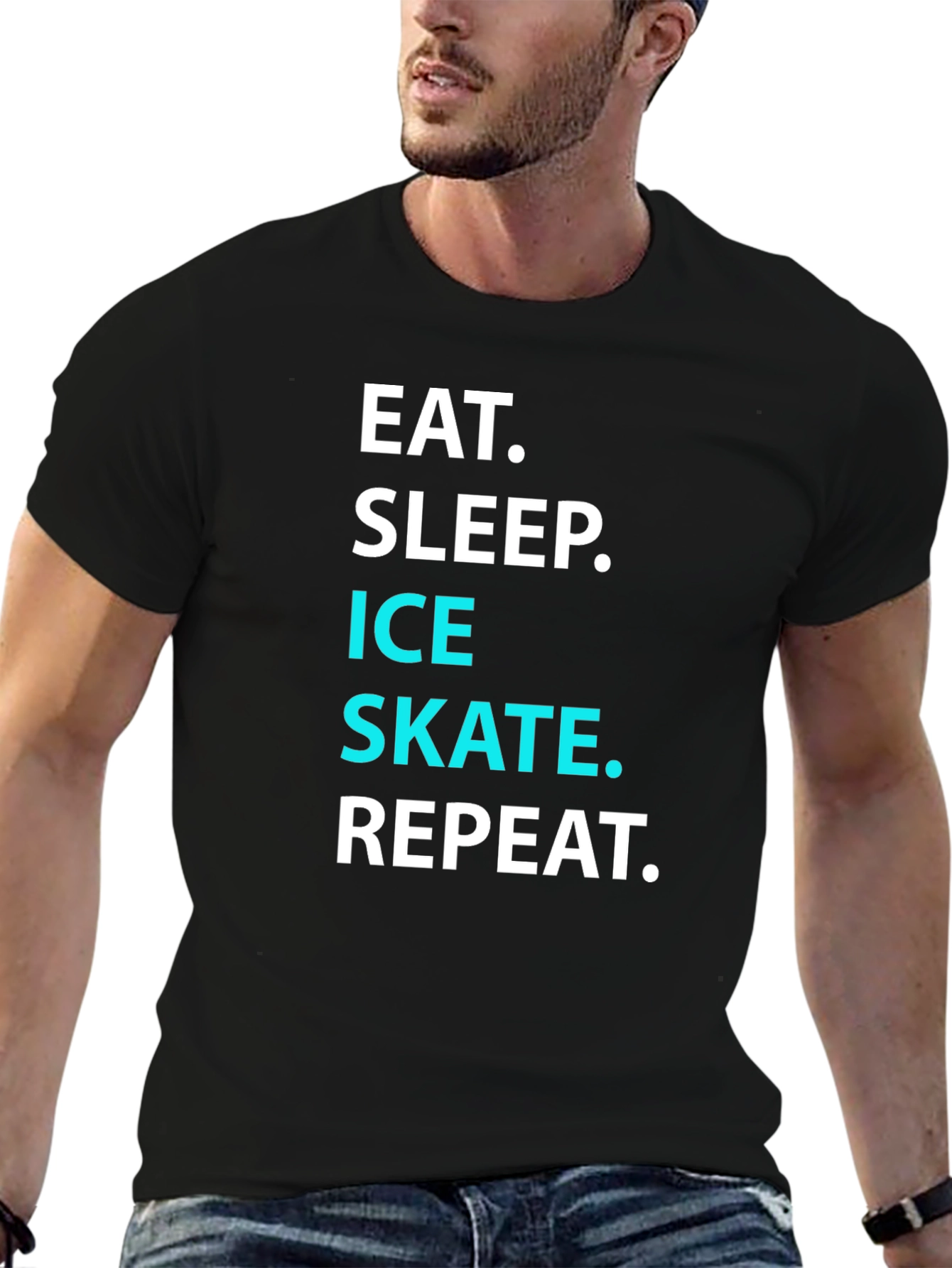 Black Eat Sleep Ice Skate Repeat T-Shirt view 6