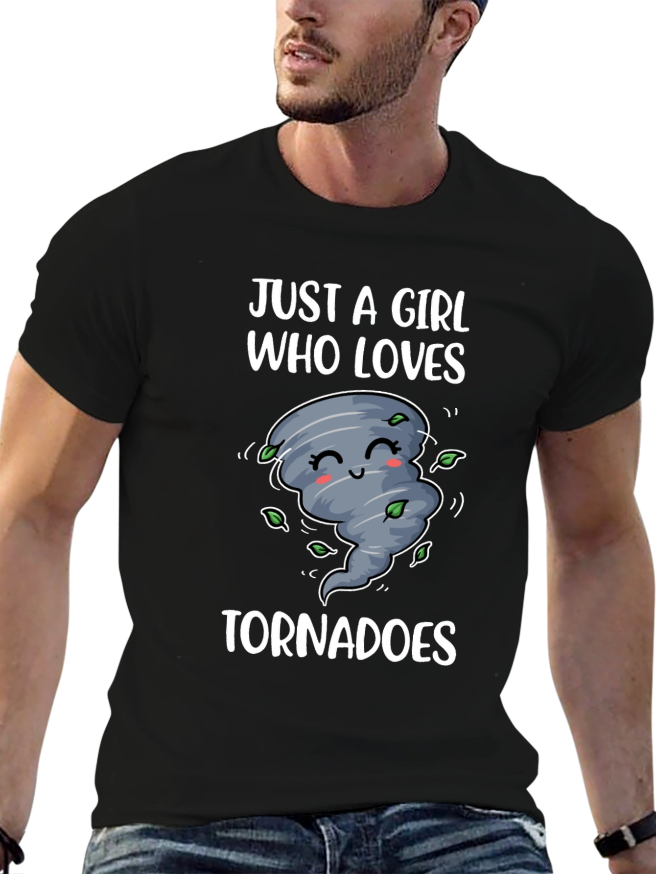 Black Cute Tornado Graphic Tee - Just A Girl Who Loves Tornadoes view 6