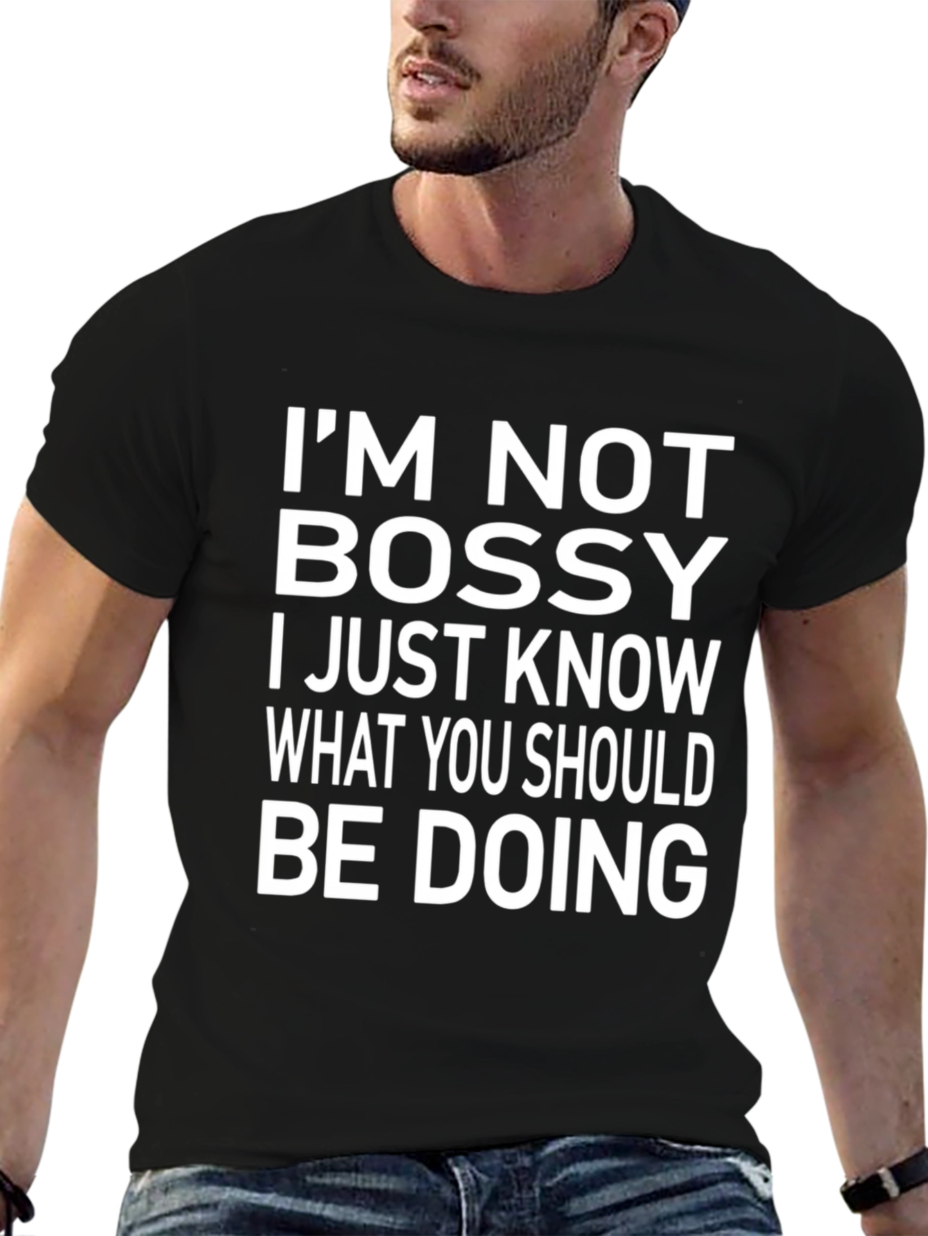Black I'm Not Bossy Graphic Tee - Funny Slogan T-Shirt view 6