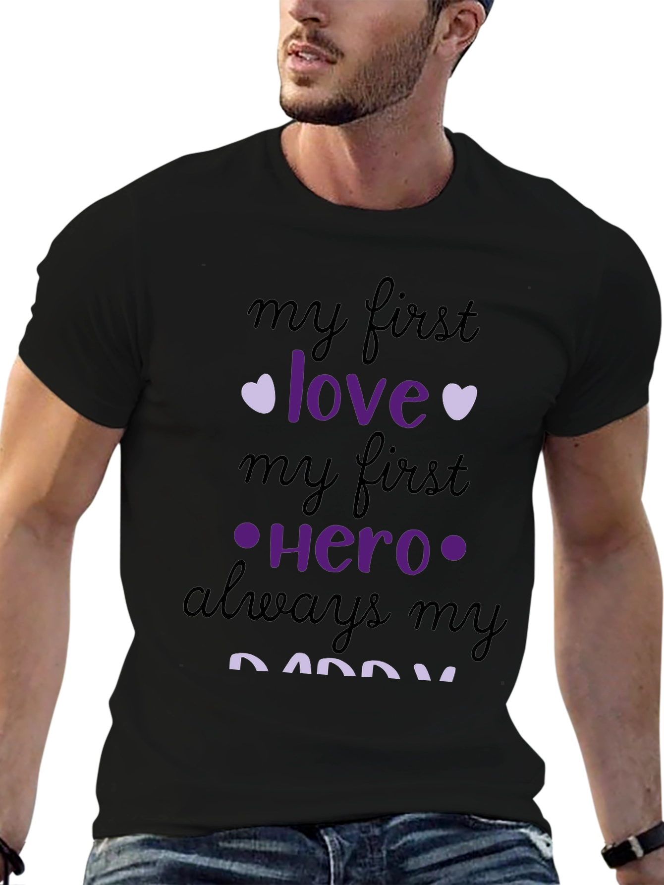 Black My First Love, Hero Daddy Graphic Tee view 6