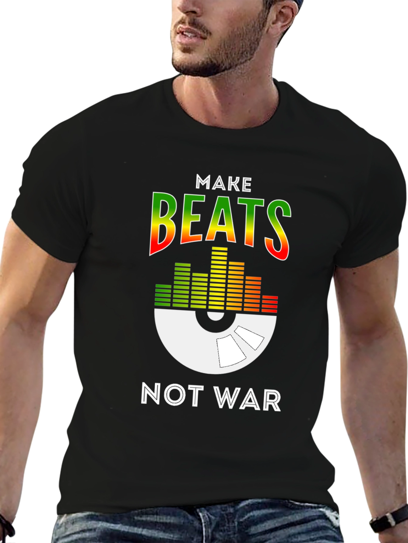 Black Make Beats Not War Graphic Tee - Unisex view 6