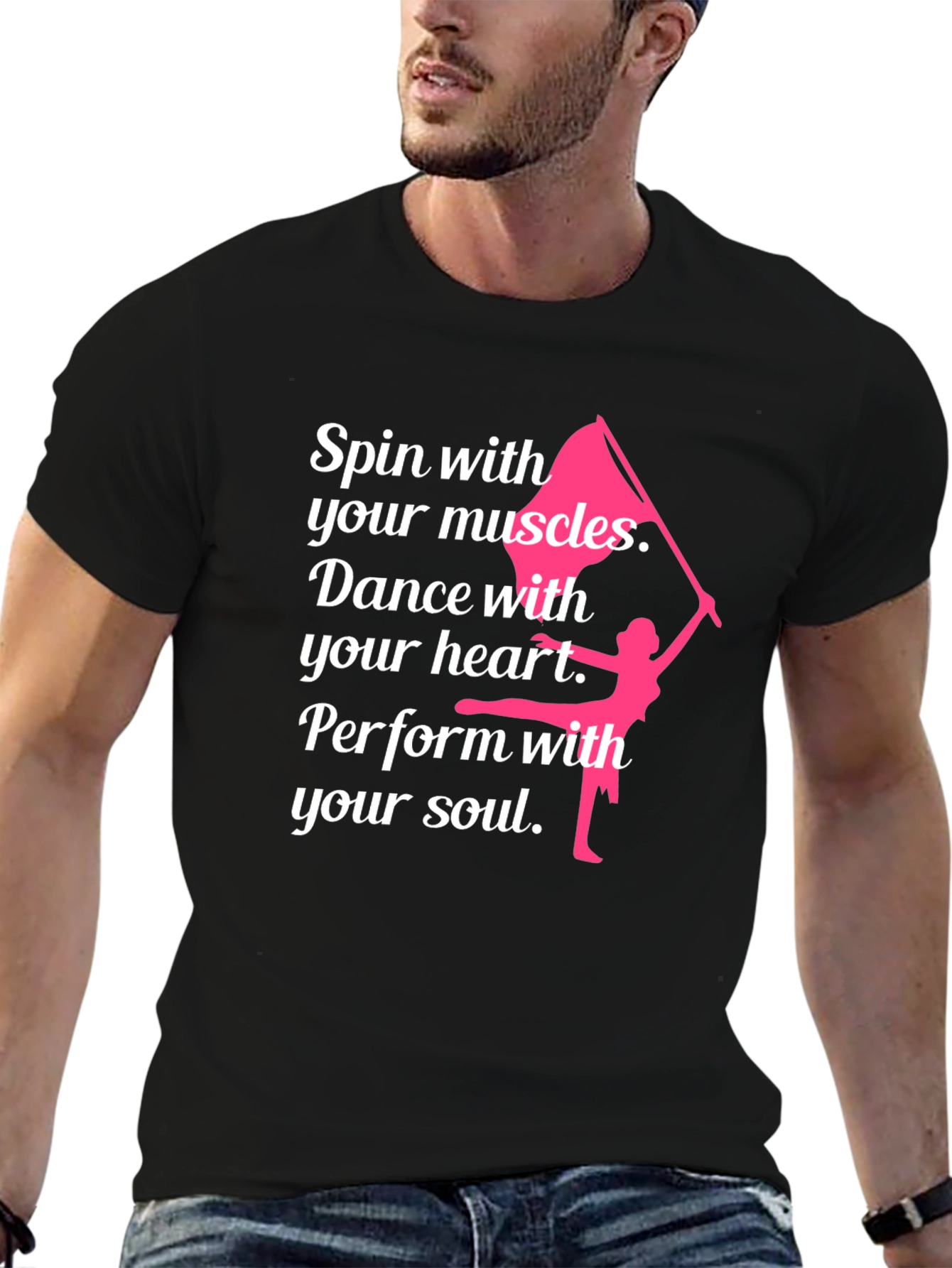 Black Spin with Your Muscles Graphic T-Shirt view 6