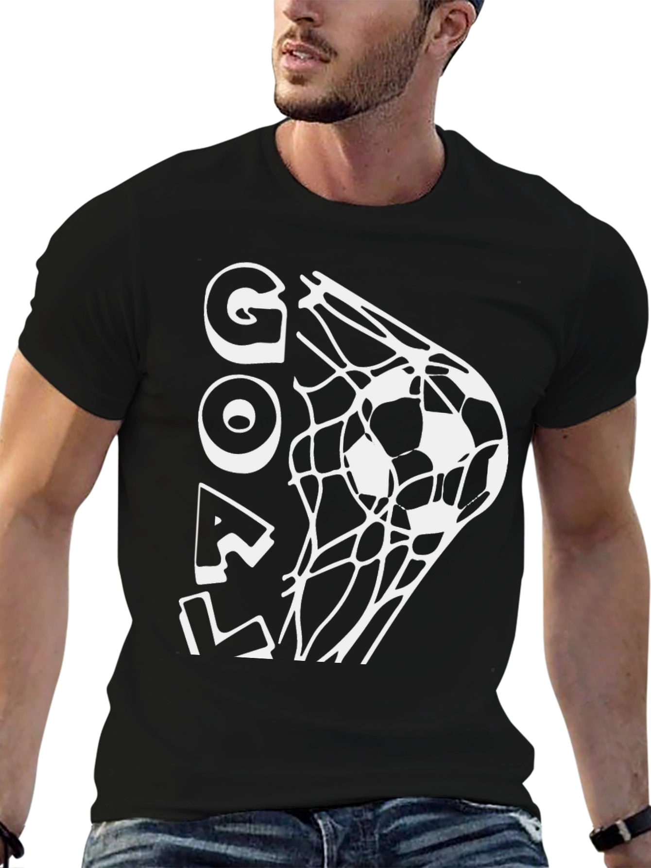 Black Goal! Soccer T-Shirt - Black Graphic Tee view 6