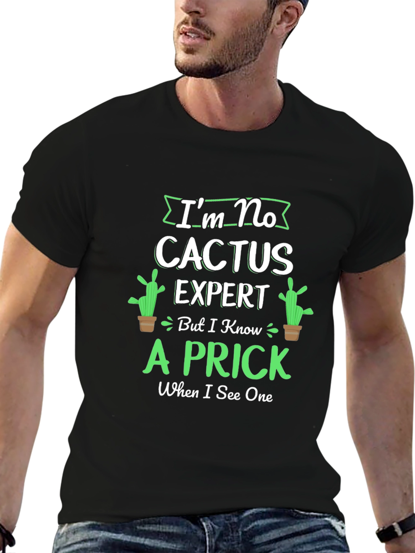 Black Cactus Expert Graphic Tee - Funny Sarcastic Humor Shirt view 6