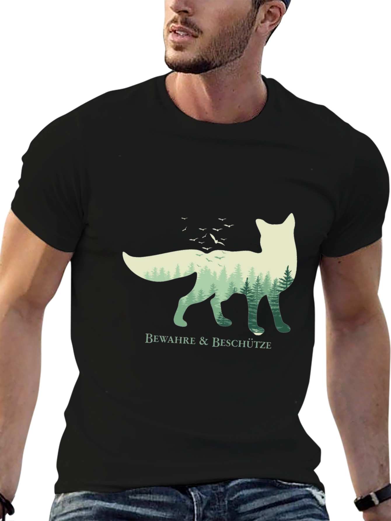 Black Nature Fox Graphic Tee - Bewahre & Beschütze view 6