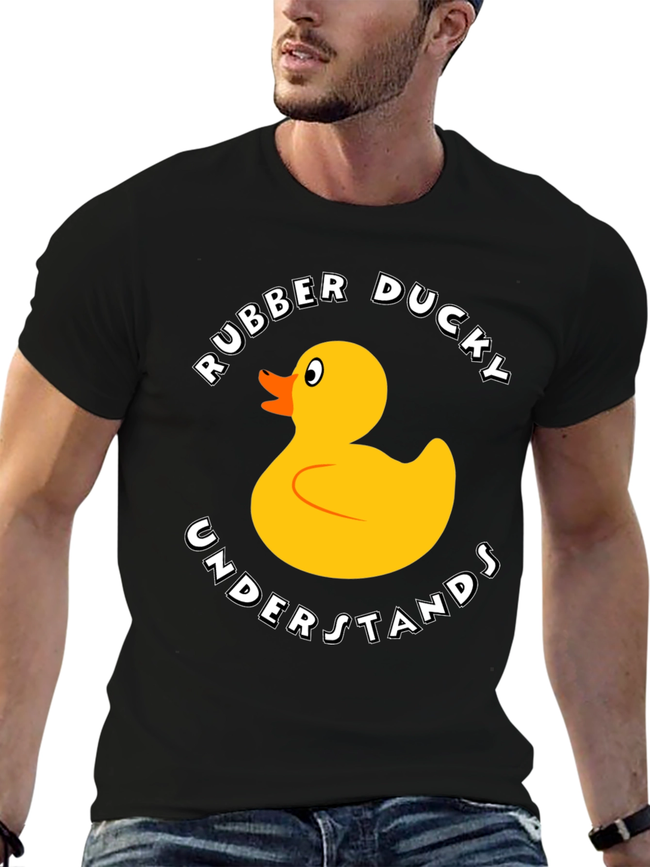 Black Rubber Ducky Graphic T-Shirt - Funny Cartoon Duck Tee view 6