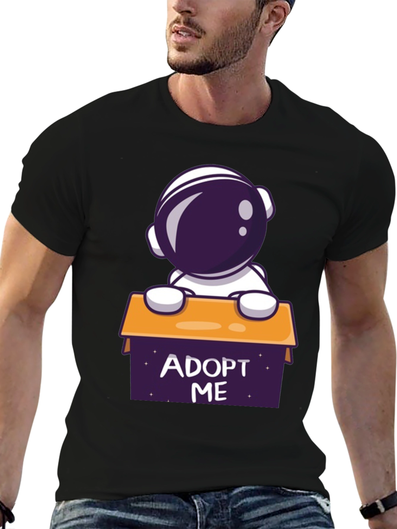 Black Adopt Me Astronaut Graphic T-Shirt - Space Lover Tee view 6