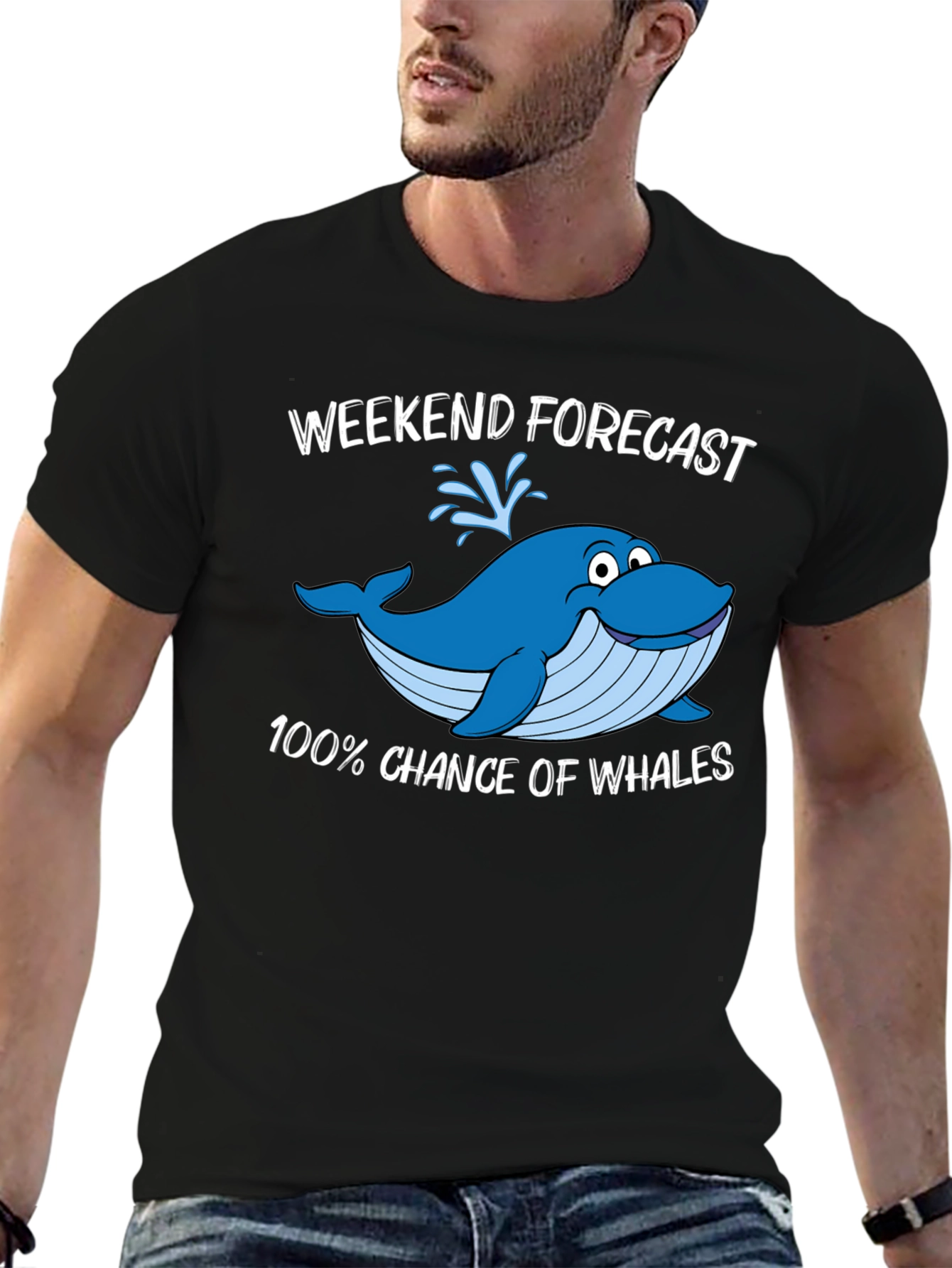 Black Weekend Forecast Whale Graphic T-Shirt view 6
