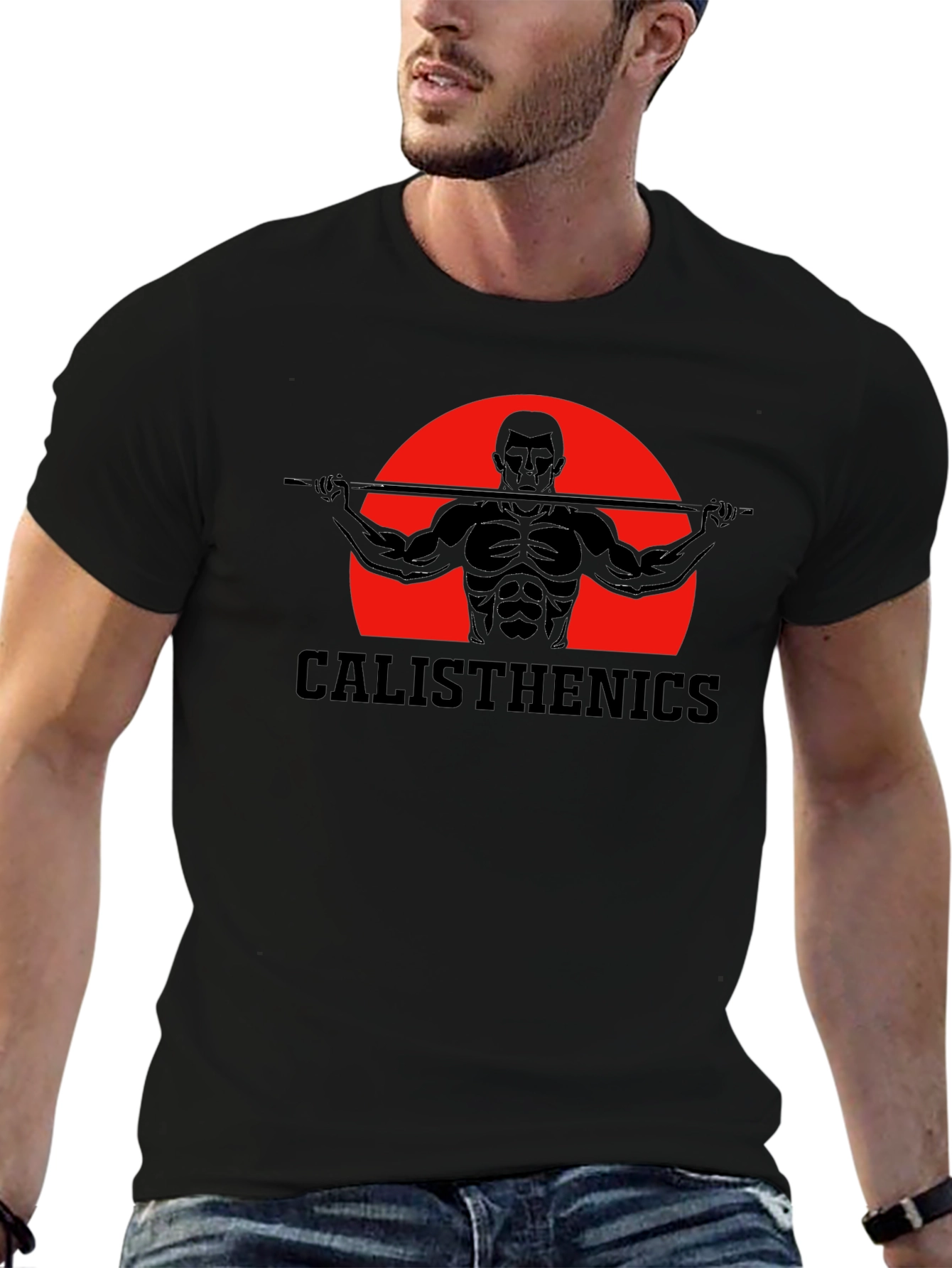 Black Calisthenics Training T-Shirt - Black Graphic Tee view 6
