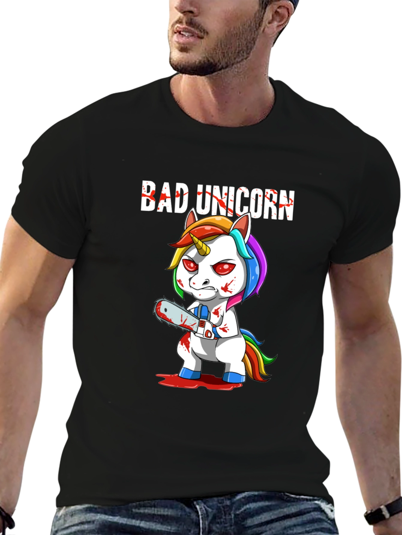 Black Bad Unicorn Graphic T-Shirt - Dark Humor Tee view 6