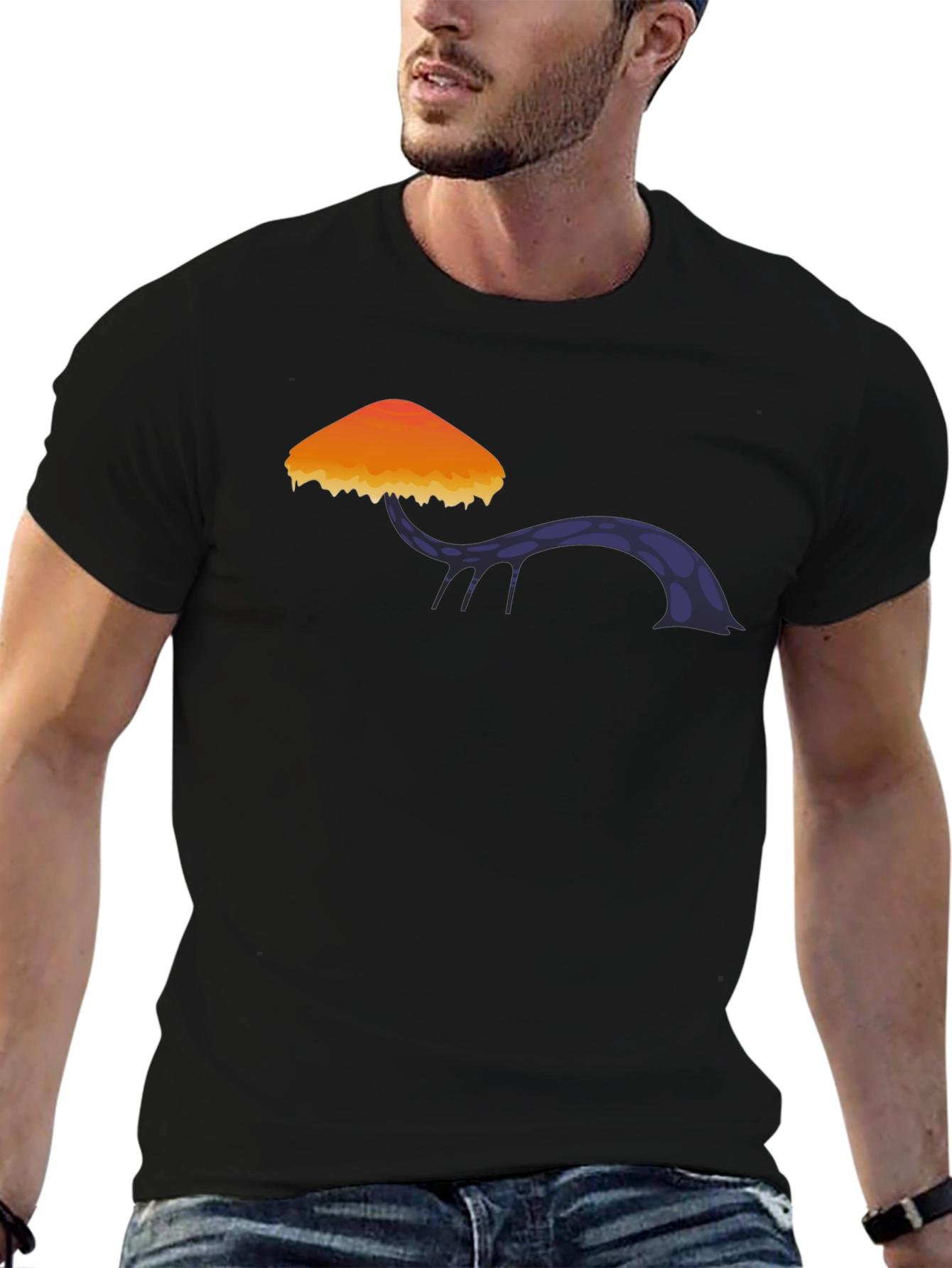 Black Mushroom Graphic Tee - Stylish Cotton Blend view 6