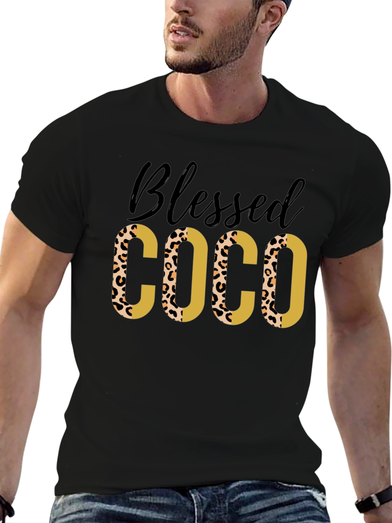 Black Blessed COCO Leopard Print Tee view 6