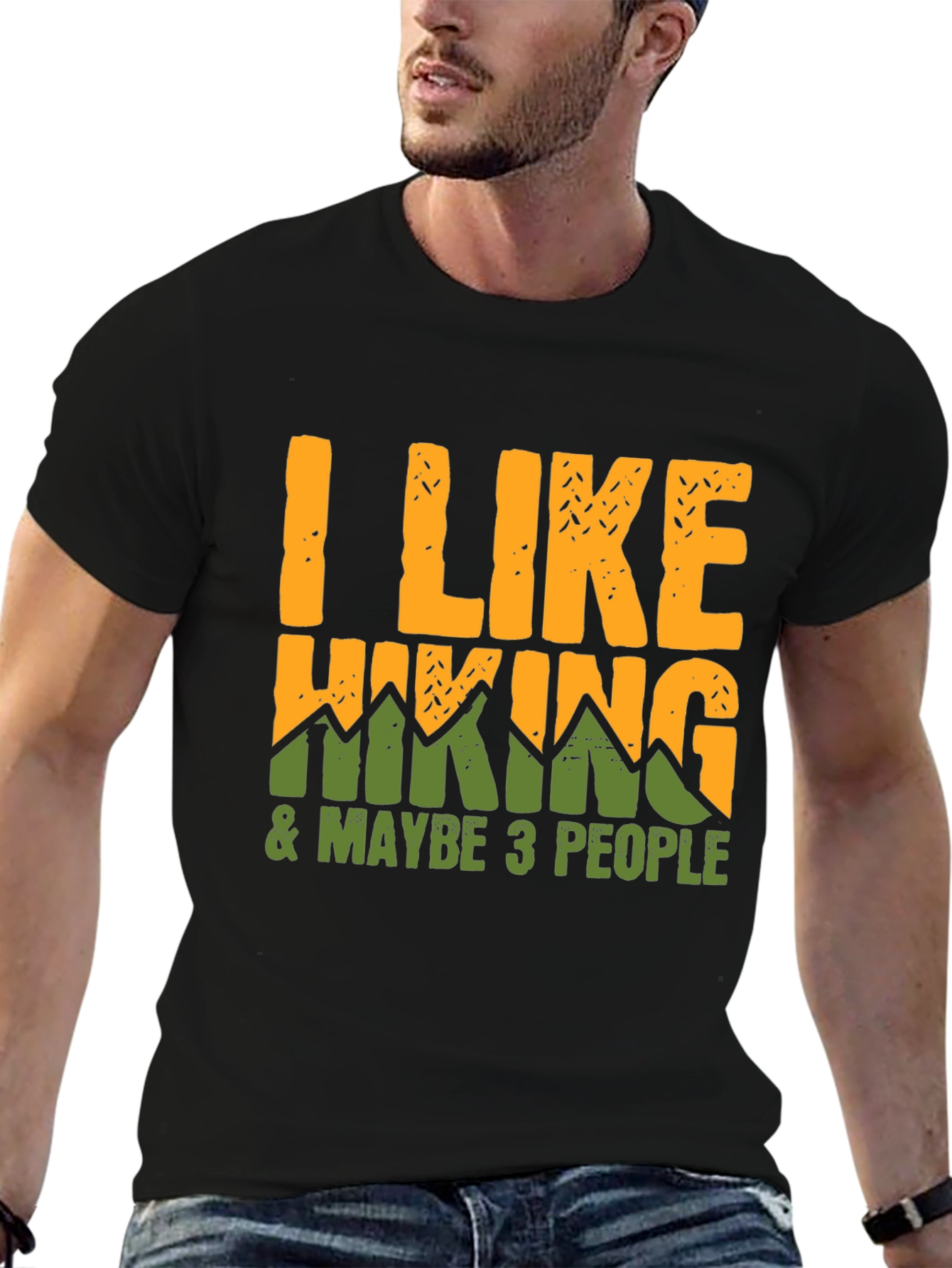 Black I Like Hiking & Maybe 3 People T-Shirt view 6