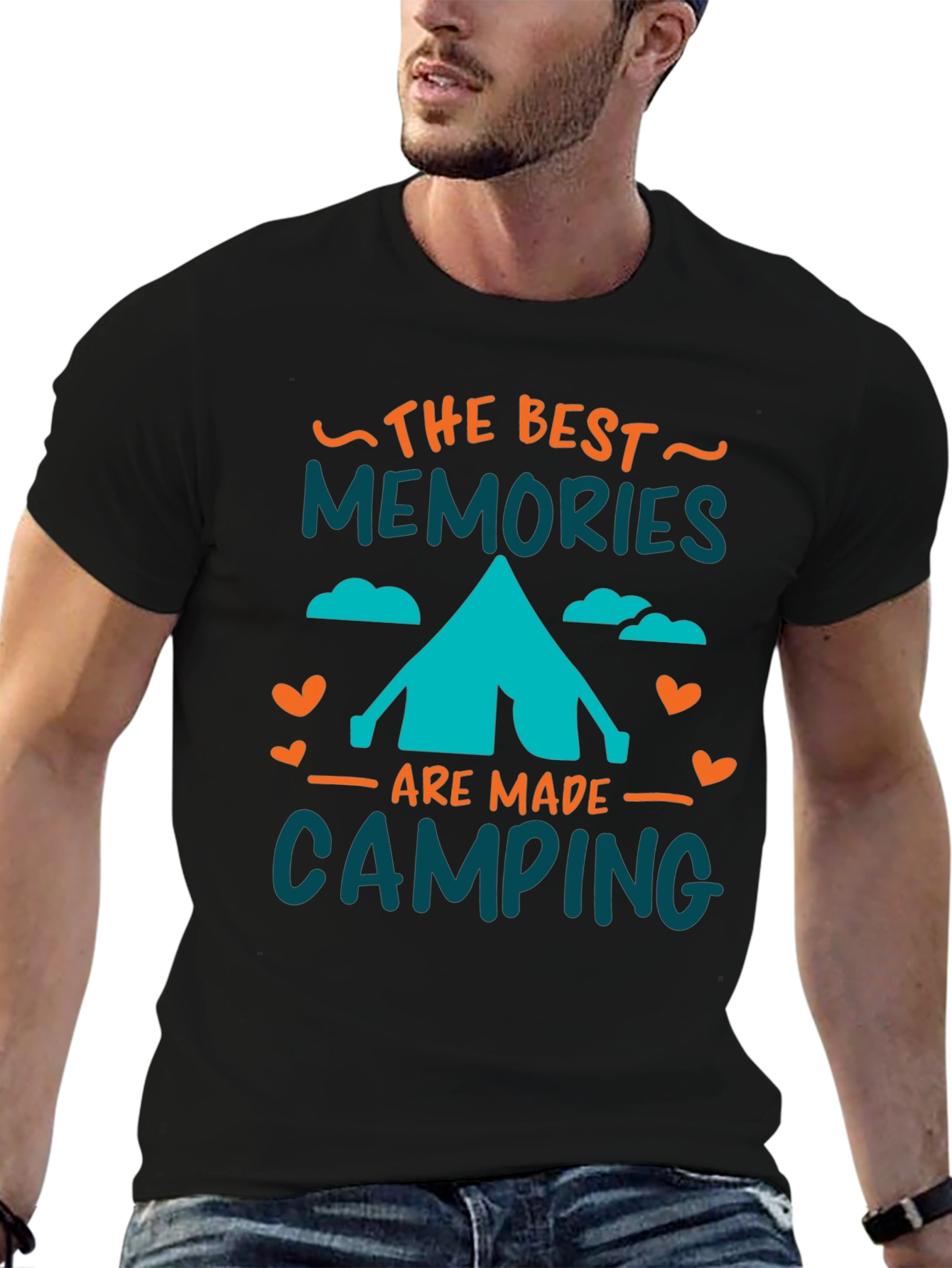 Black Camping Memories Tee: Adventure Awaits view 6