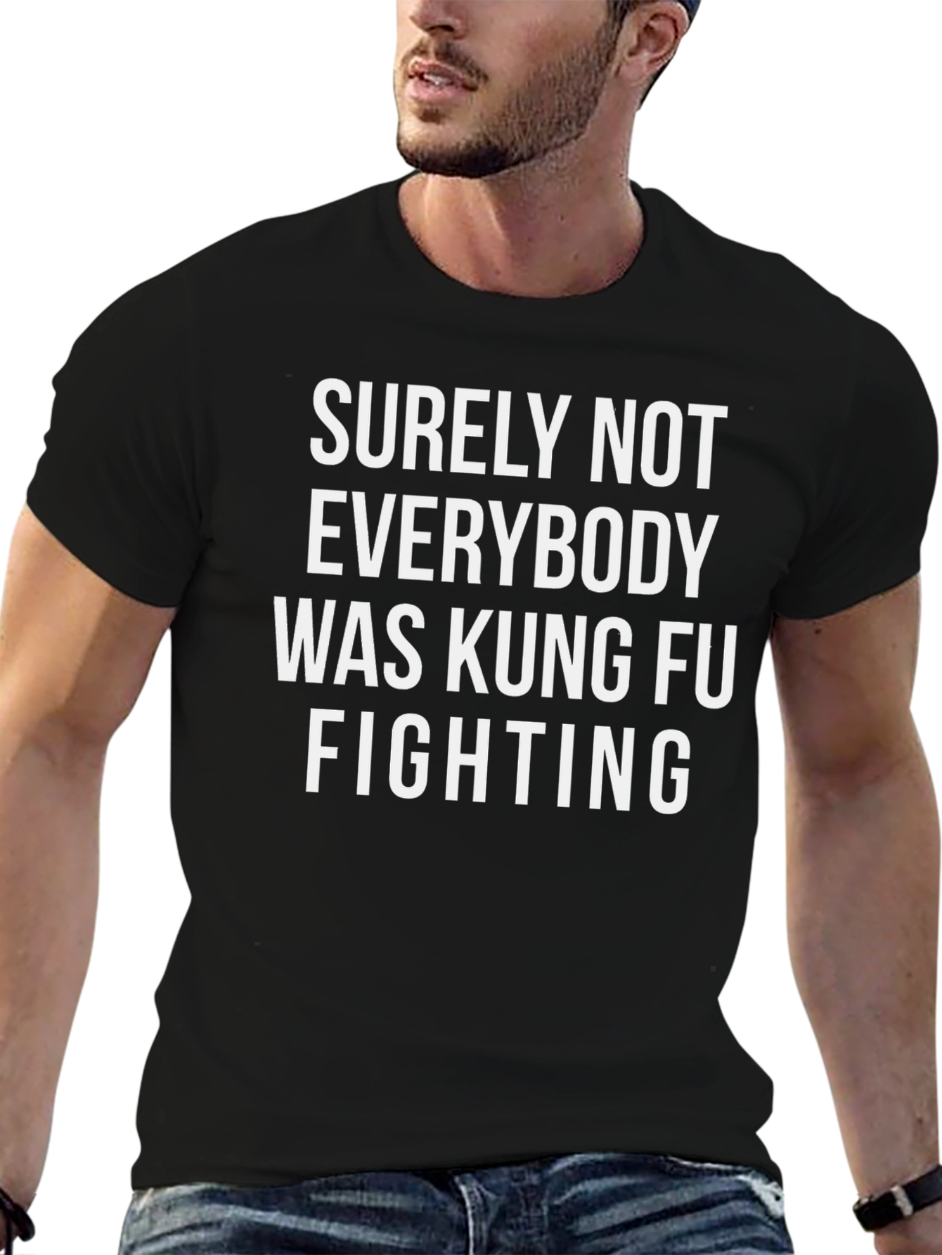 Black Surely Not Everybody Kung Fu Fighting Black T-Shirt view 6