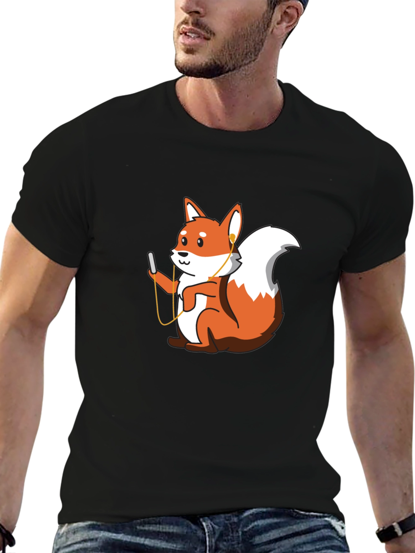 Black Fox Music Lover Graphic T-Shirt view 6