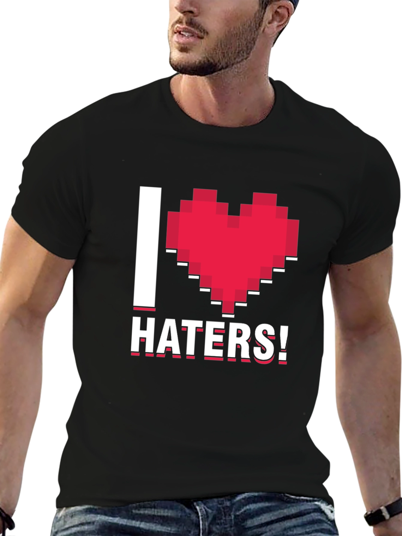 Black I Heart Haters Pixel Graphic Tee view 6