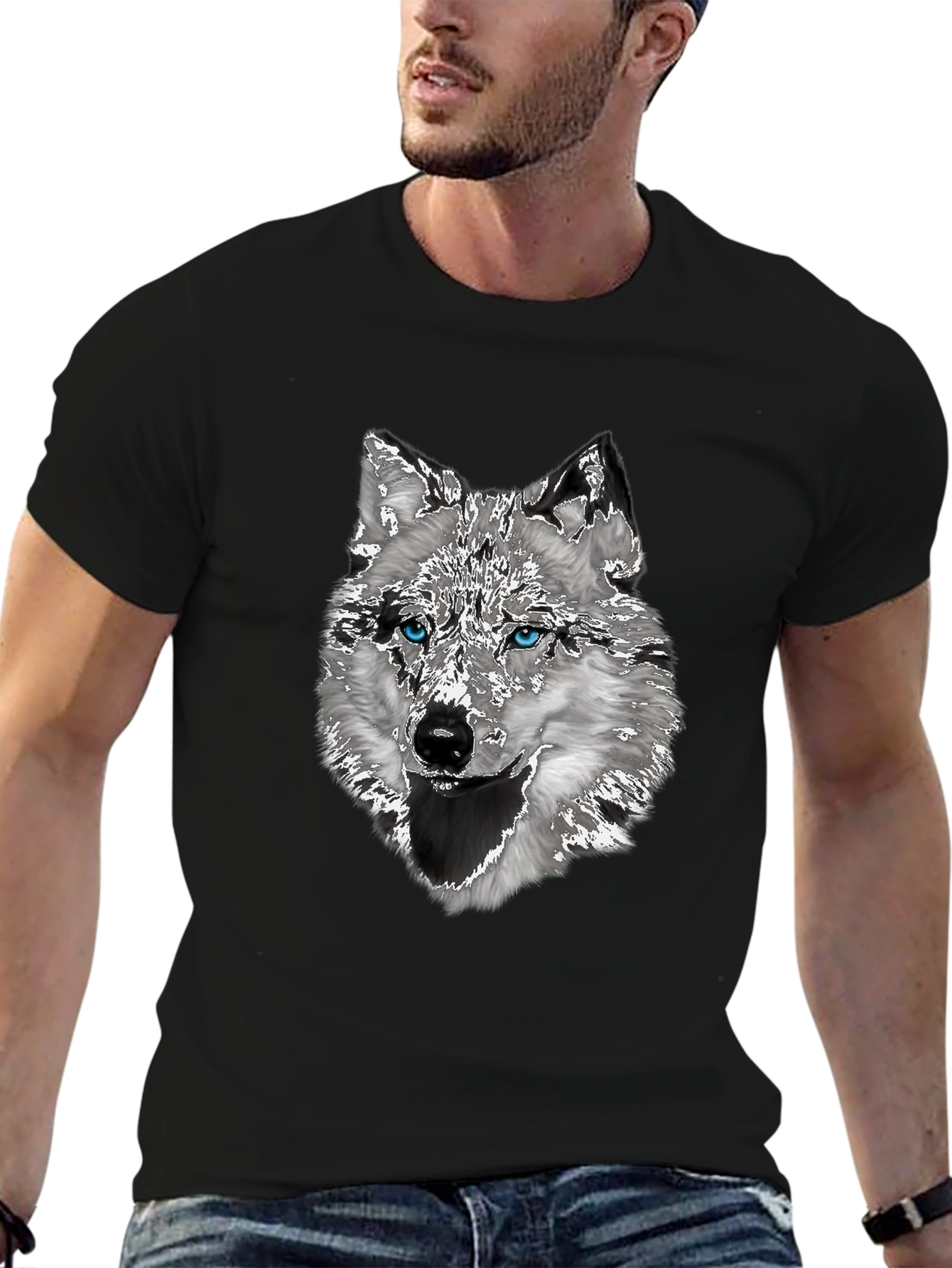 Black Wolf Graphic T-Shirt - Stylish Animal Print Tee view 6