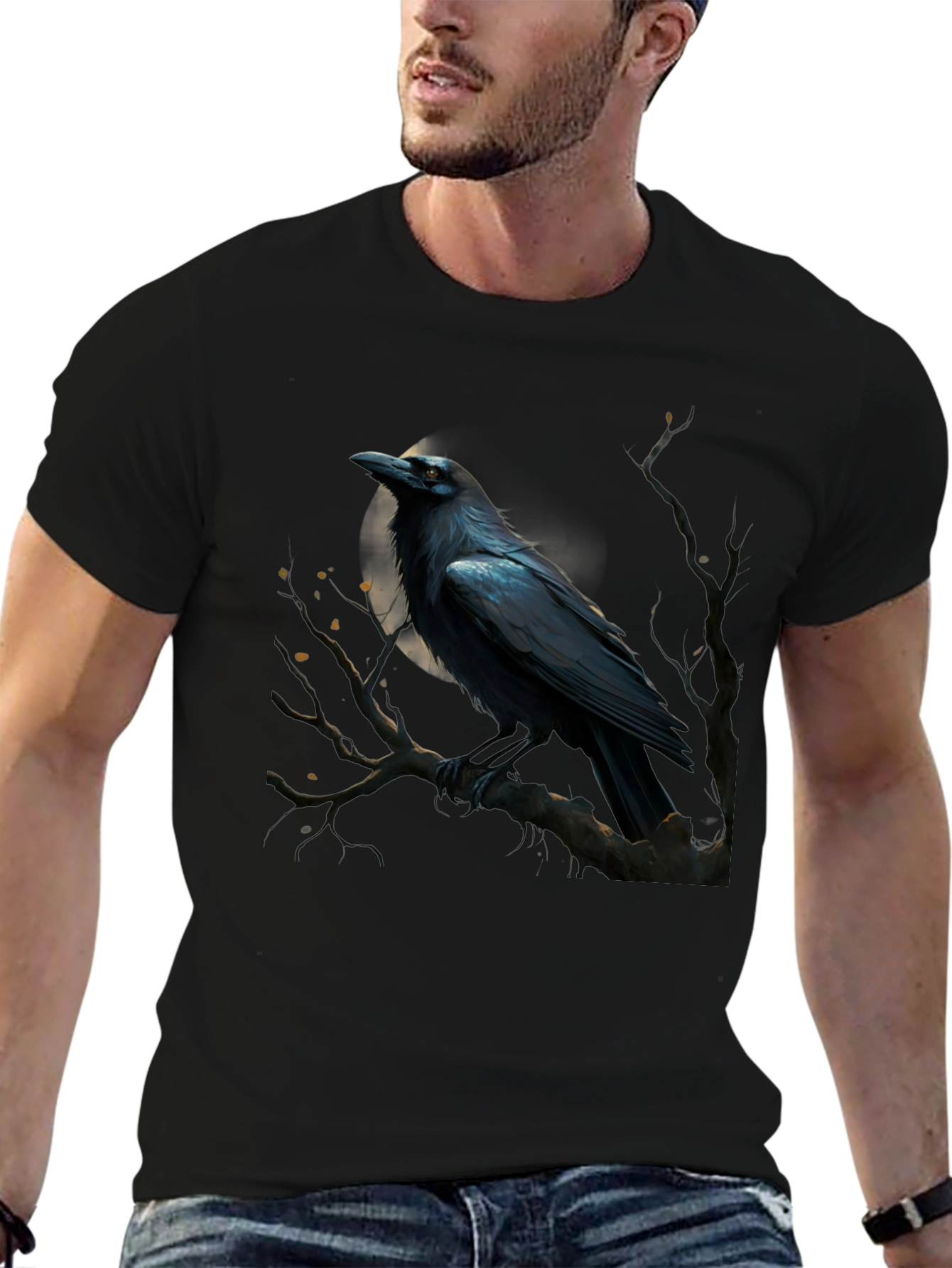 Black Raven Graphic T-Shirt - Men's Black Tee view 6
