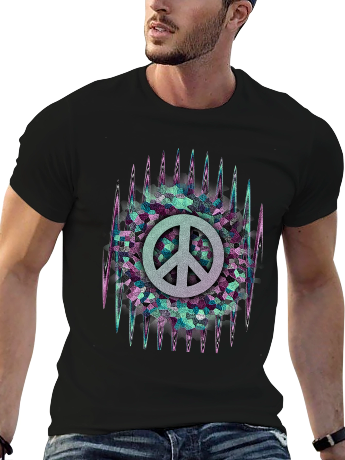 Black Peace Sign Graphic T-Shirt - Cool & Unique Design view 6