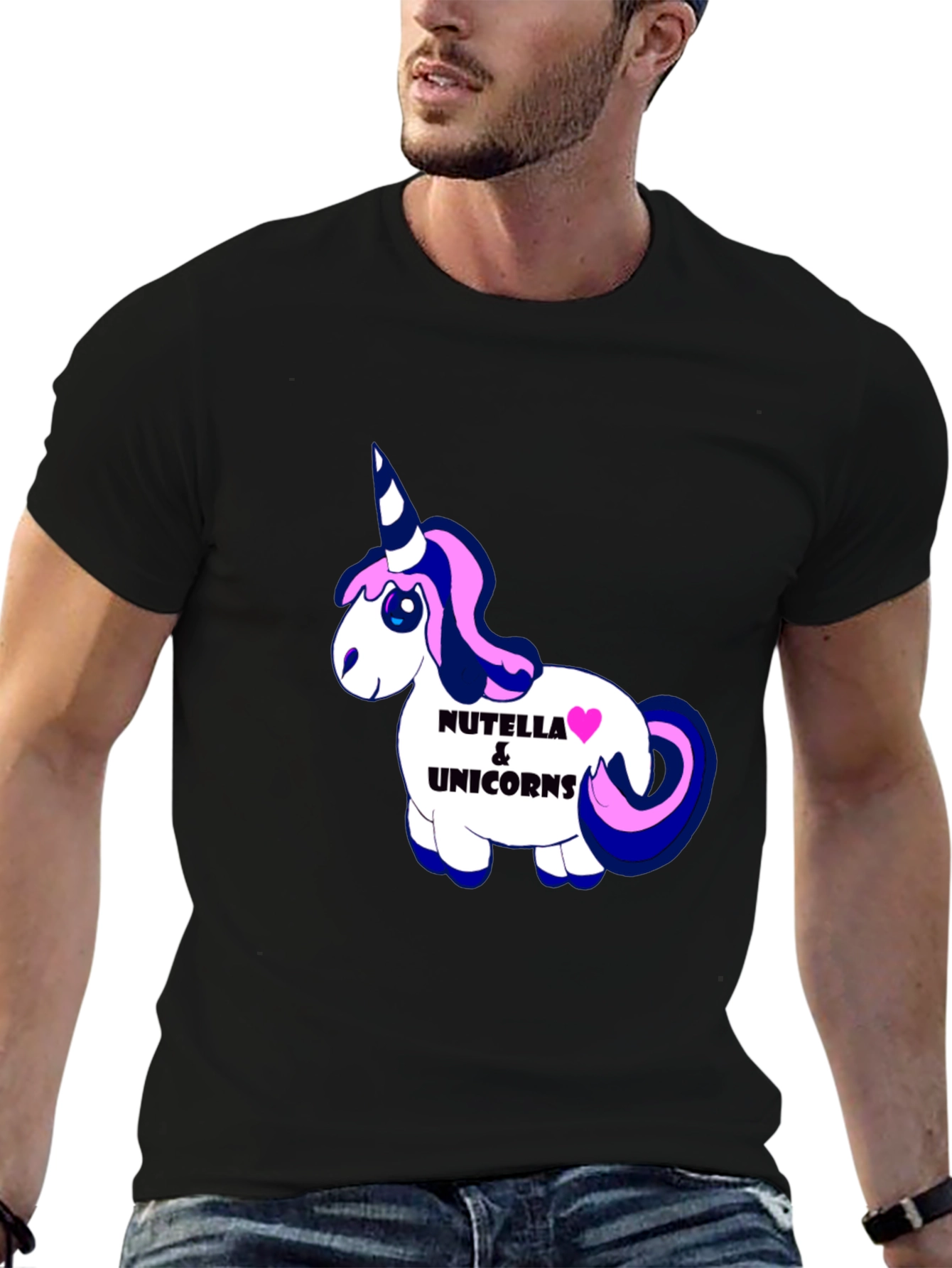 Black Nutella & Unicorns Graphic Black T-Shirt view 6