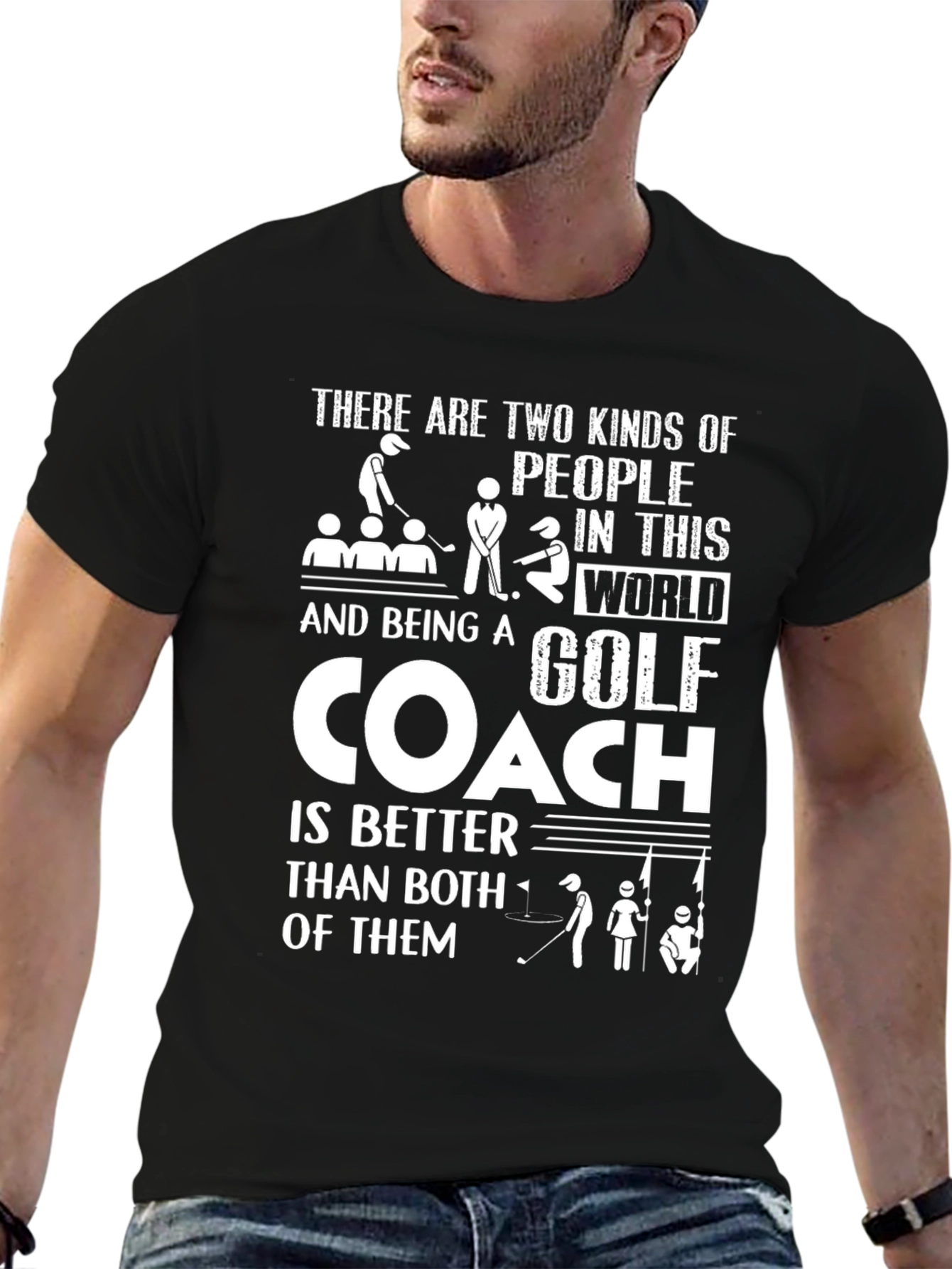 Black Golf Coach T-Shirt - Two Kinds of People view 6