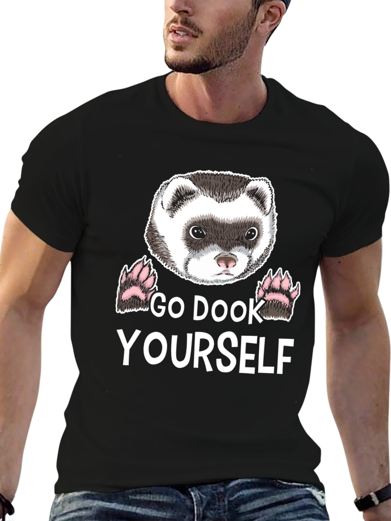 Black Go Dook Yourself Ferret T-Shirt view 6