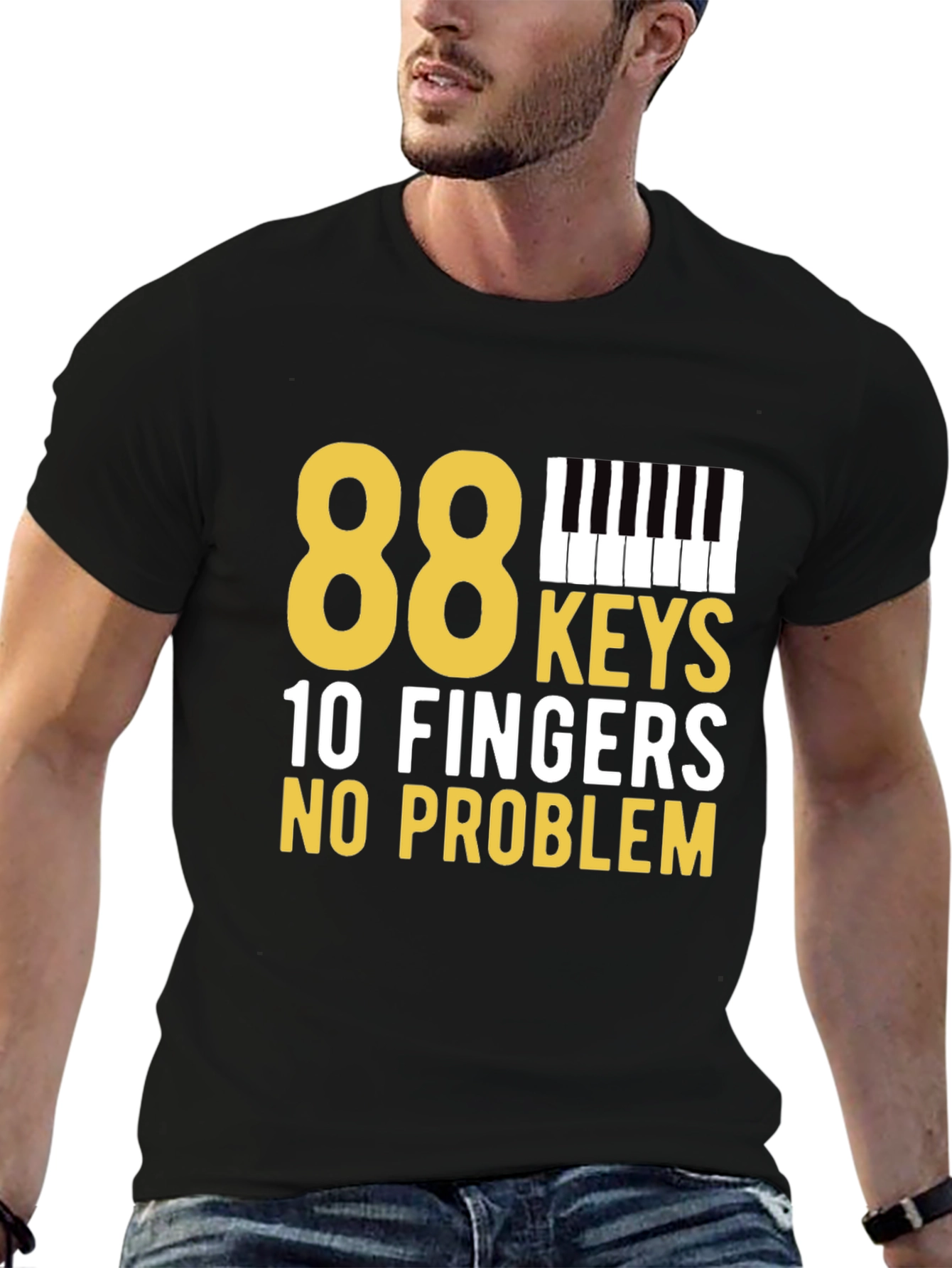Black 88 Keys, 10 Fingers, No Problem Black T-Shirt view 6