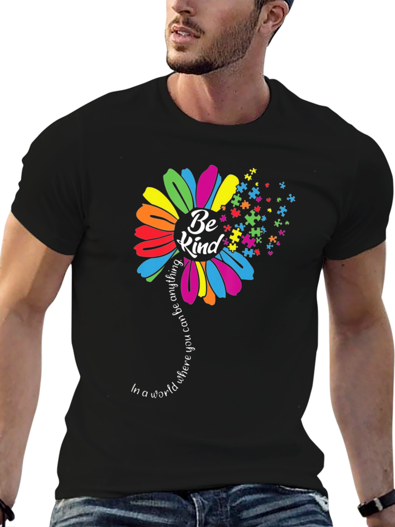 Black Be Kind Autism Awareness T-Shirt view 6