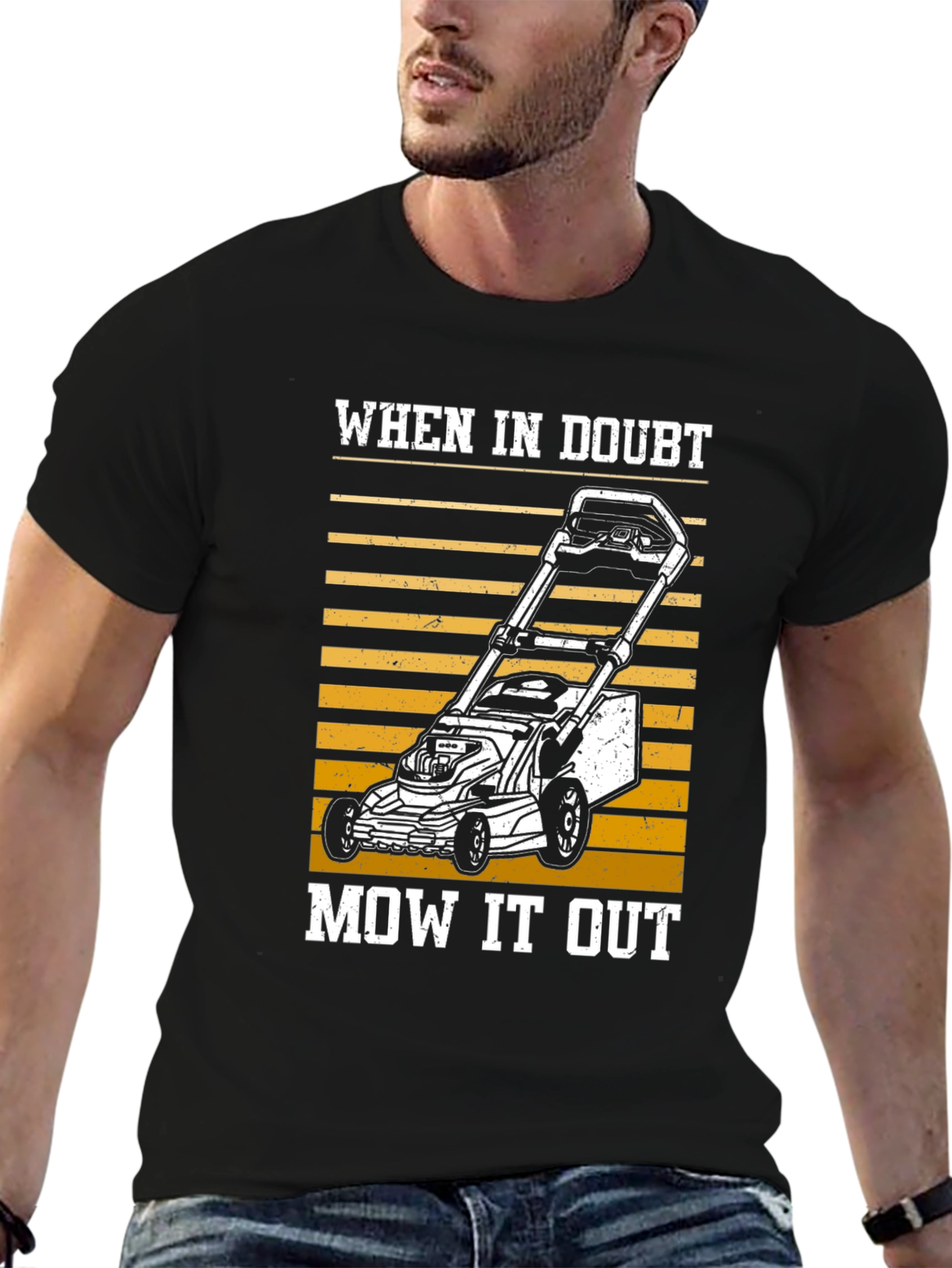 Black When In Doubt Mow It Out T-Shirt view 6
