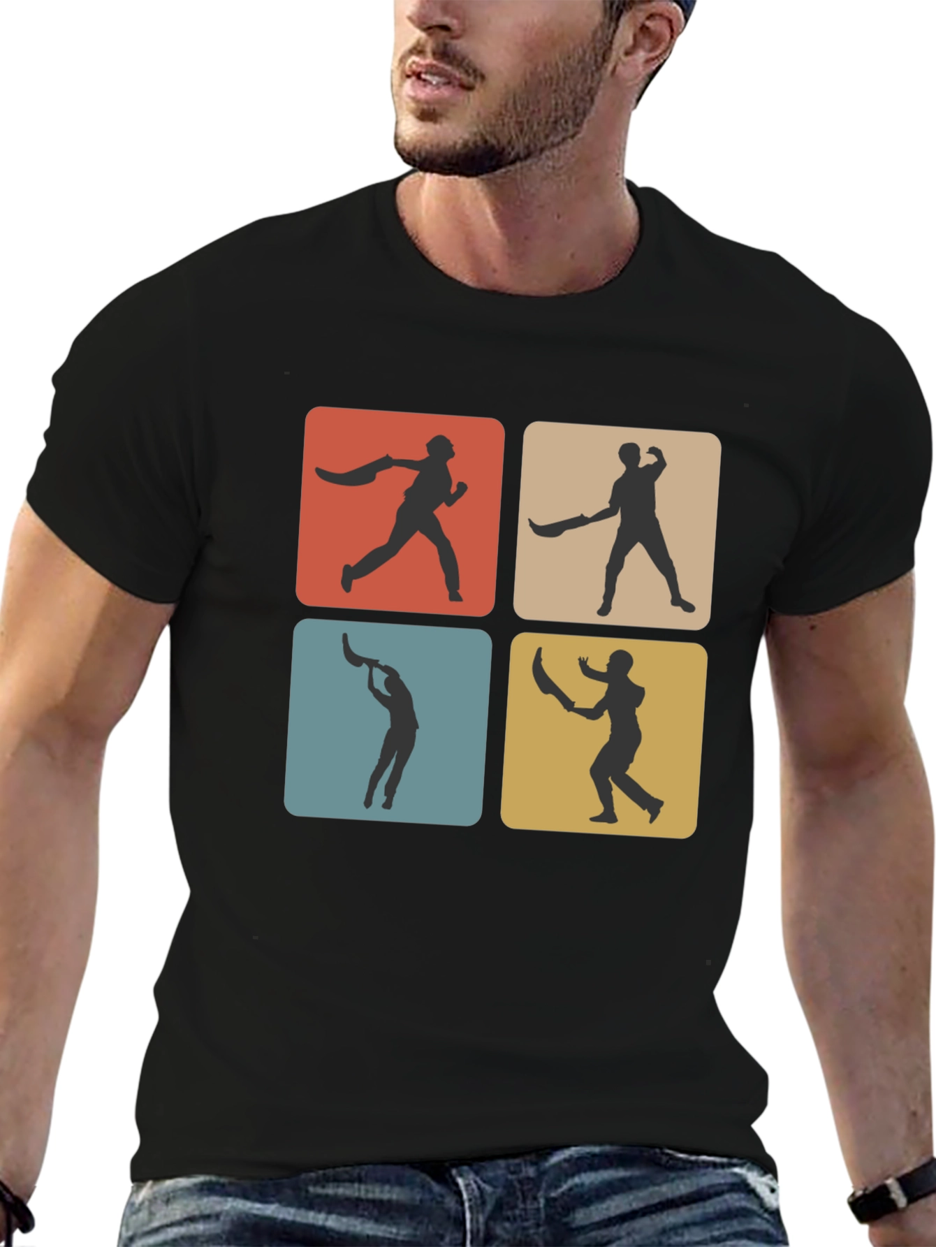 Black Retro Cricket T-Shirt - Black view 6