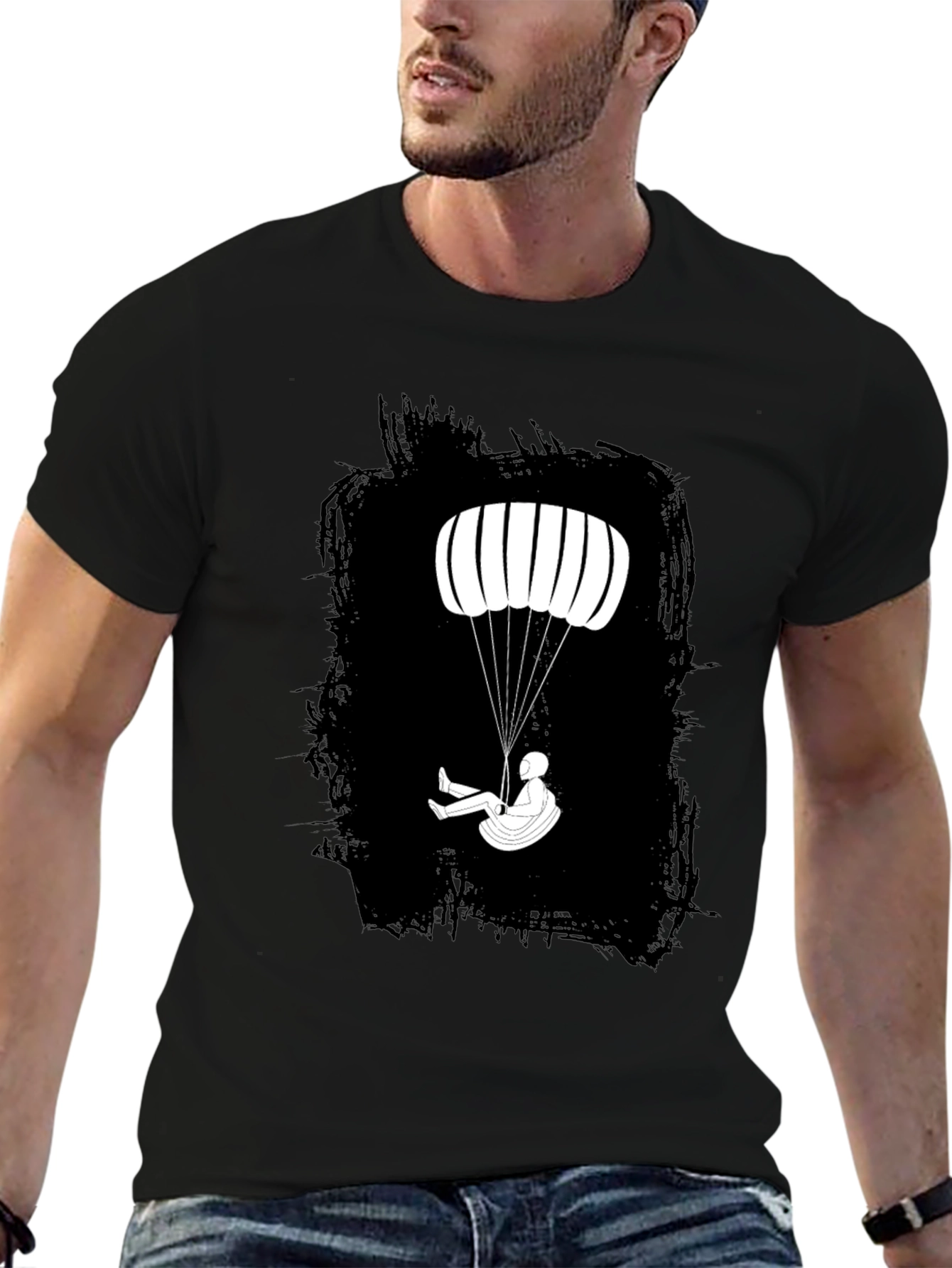 Black Paragliding T-Shirt - Skydiving Adventure Tee view 6