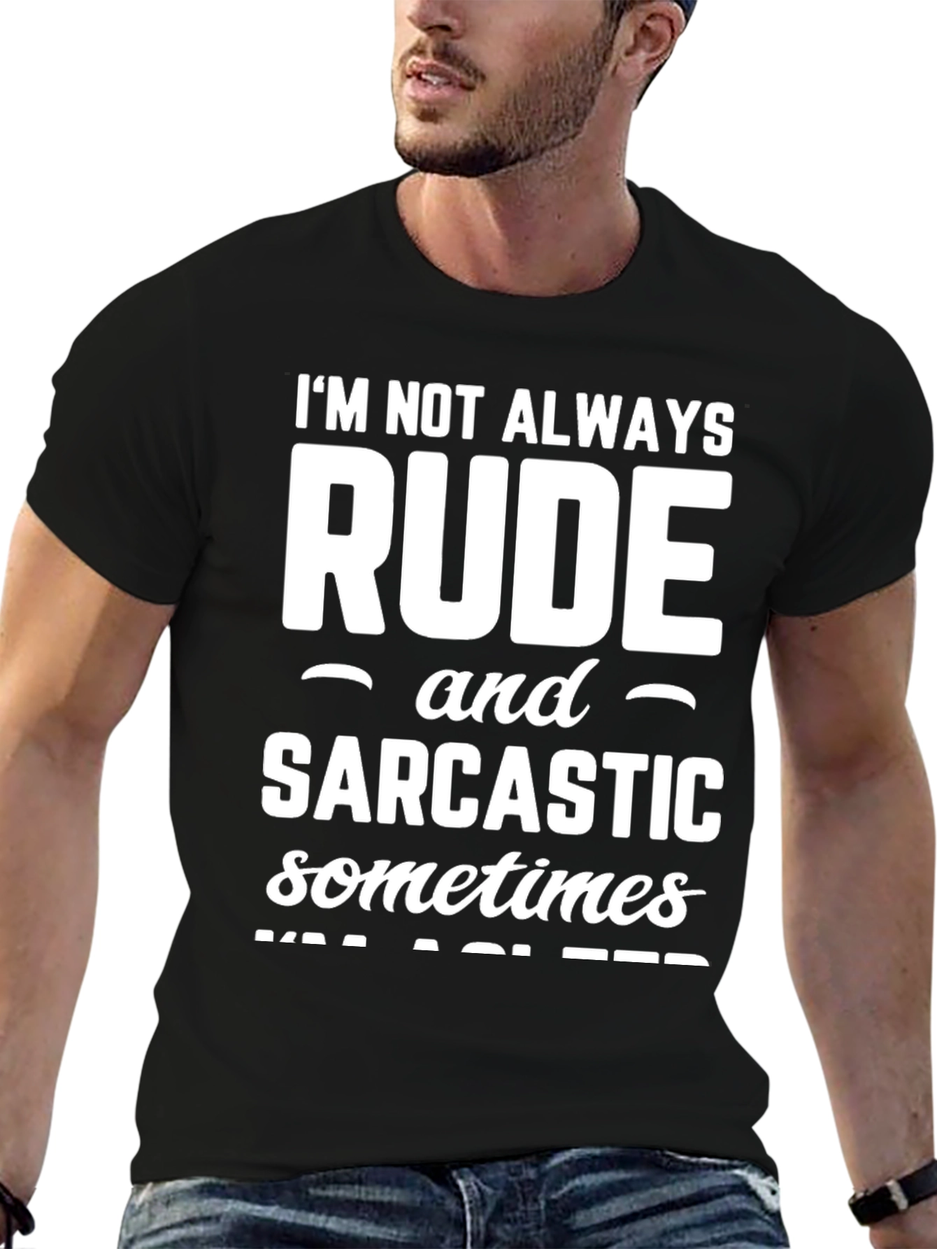 Black Sarcastic Humor Graphic T-Shirt - Black view 6