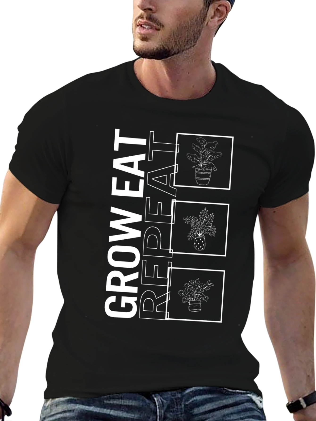 Black Grow Eat Repeat T-Shirt view 6